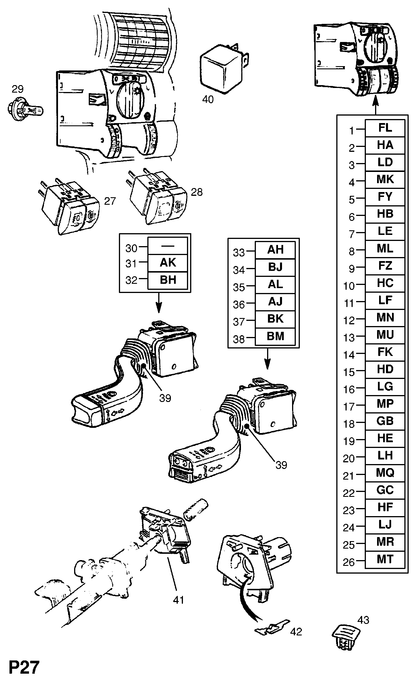 Opel 12 41 258 - Slēdzis uz stūres statnes ps1.lv