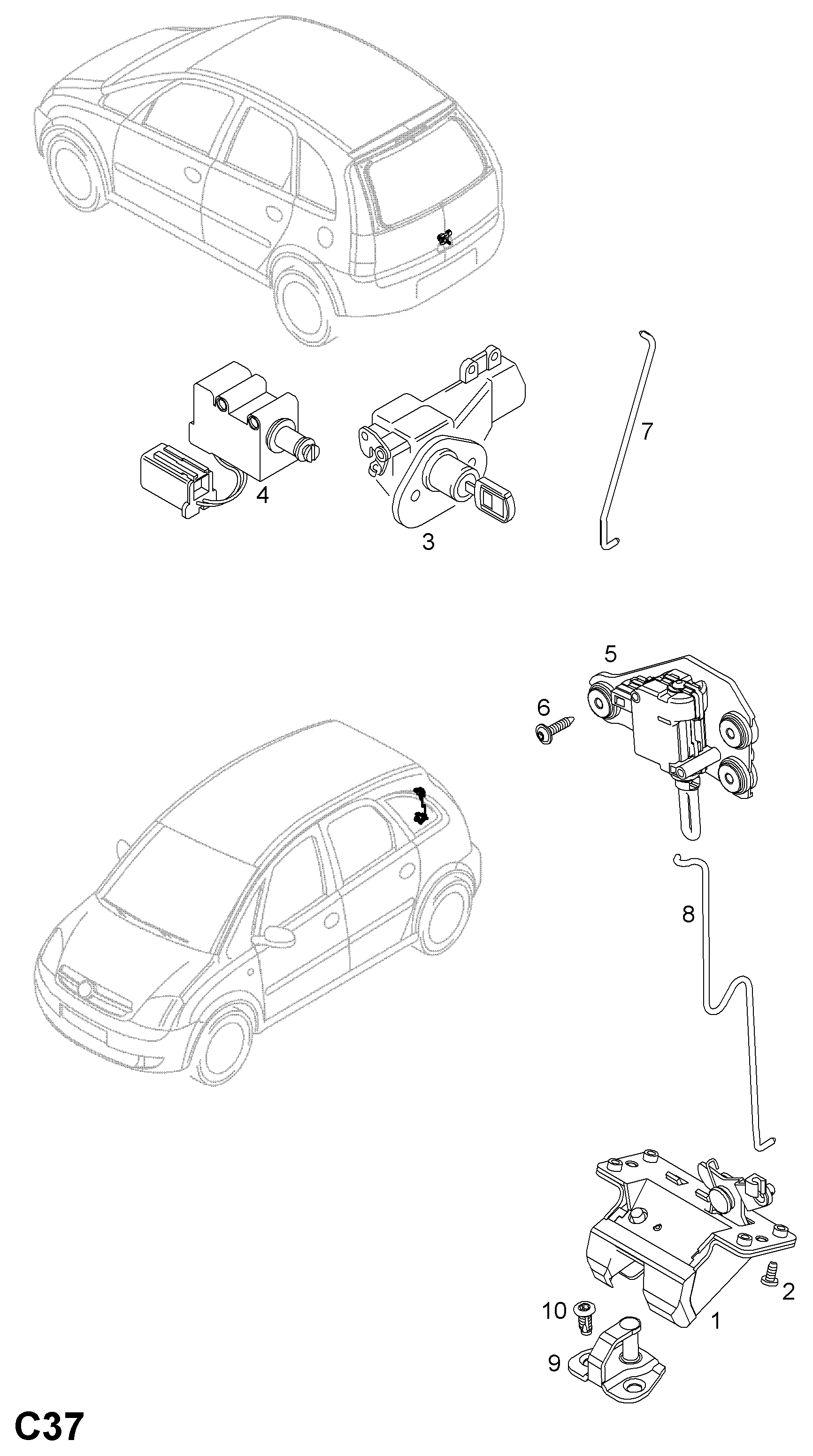 Opel 62 07 076 - Regulēšanas elements, Centrālā atslēga ps1.lv