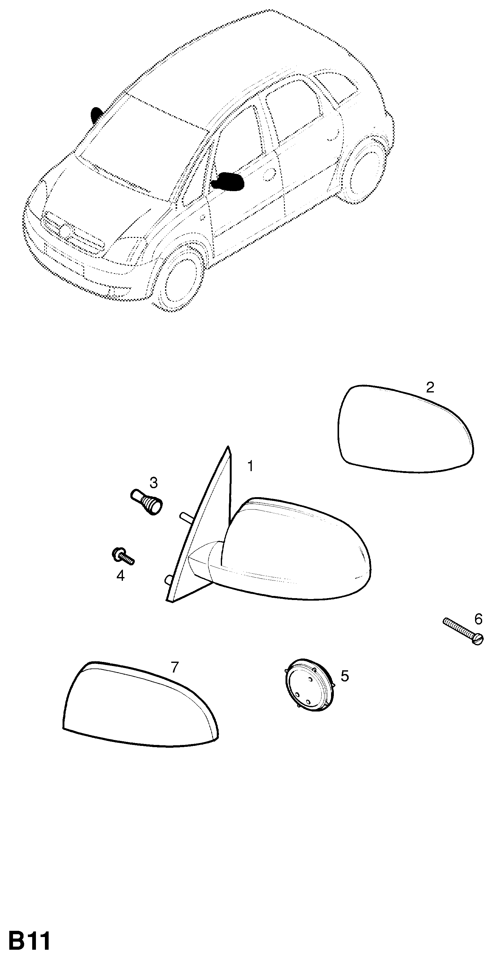 Opel 6428780 - Spoguļstikls, Ārējais atpakaļskata spogulis ps1.lv