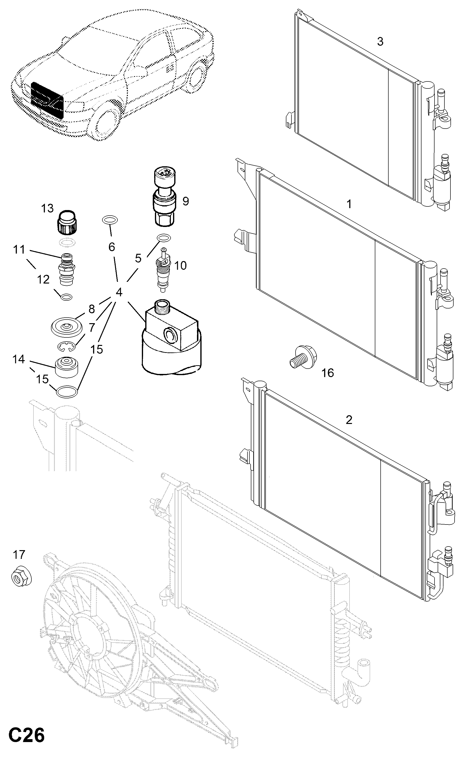 Opel 18 50 073 - Kondensators, Gaisa kond. sistēma ps1.lv