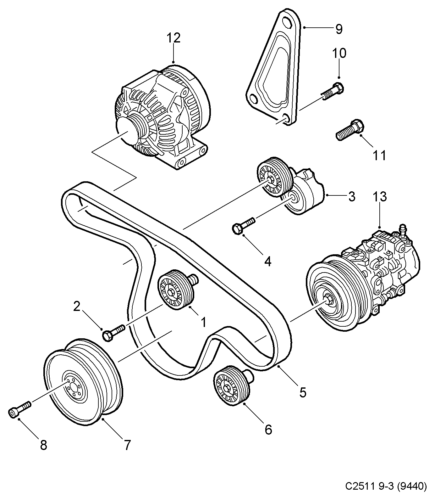 Opel 55562251 - Parazīt / Vadrullītis, Ķīļrievu siksna ps1.lv