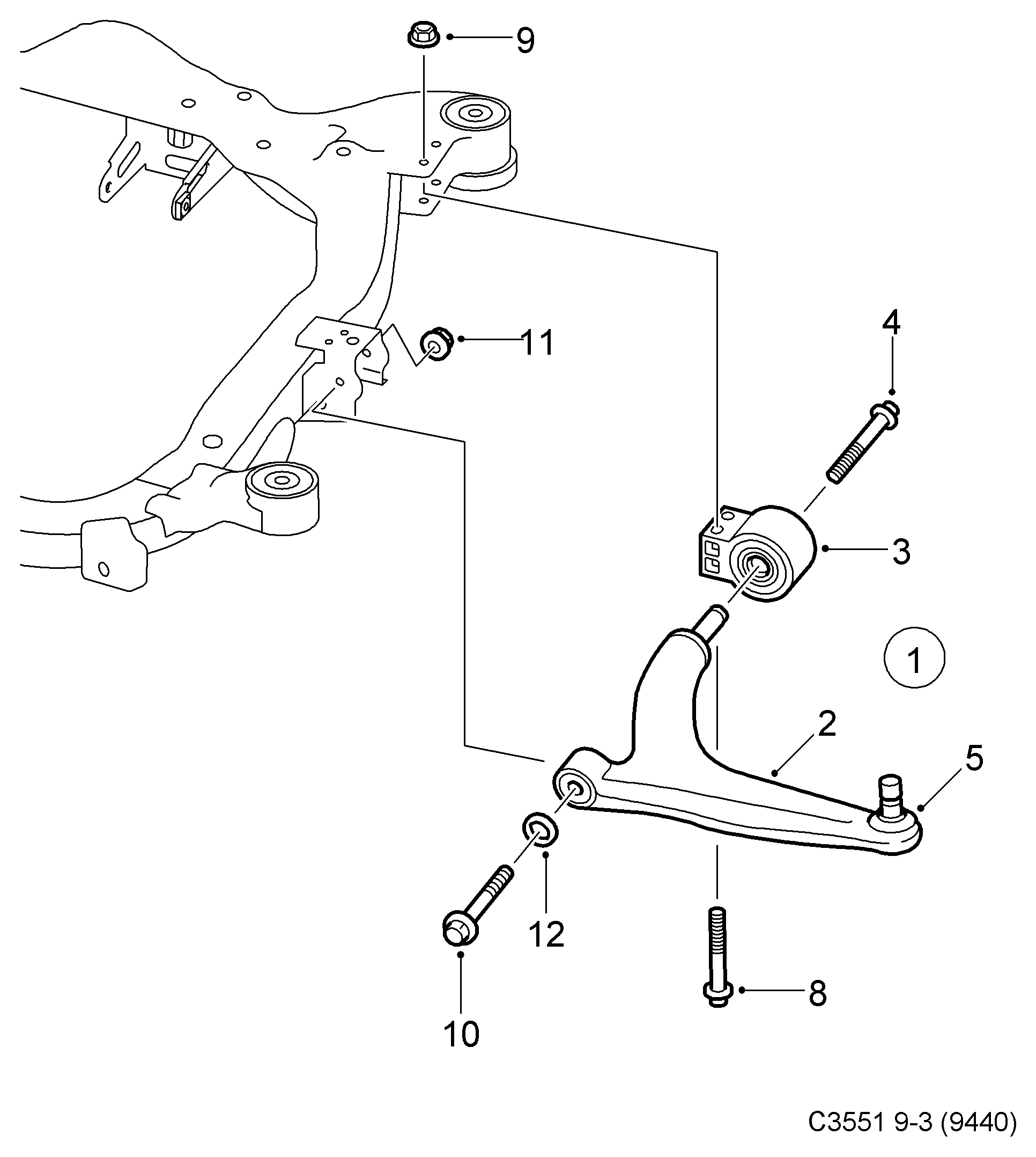 SAAB 12799199 - Neatkarīgās balstiekārtas svira, Riteņa piekare ps1.lv