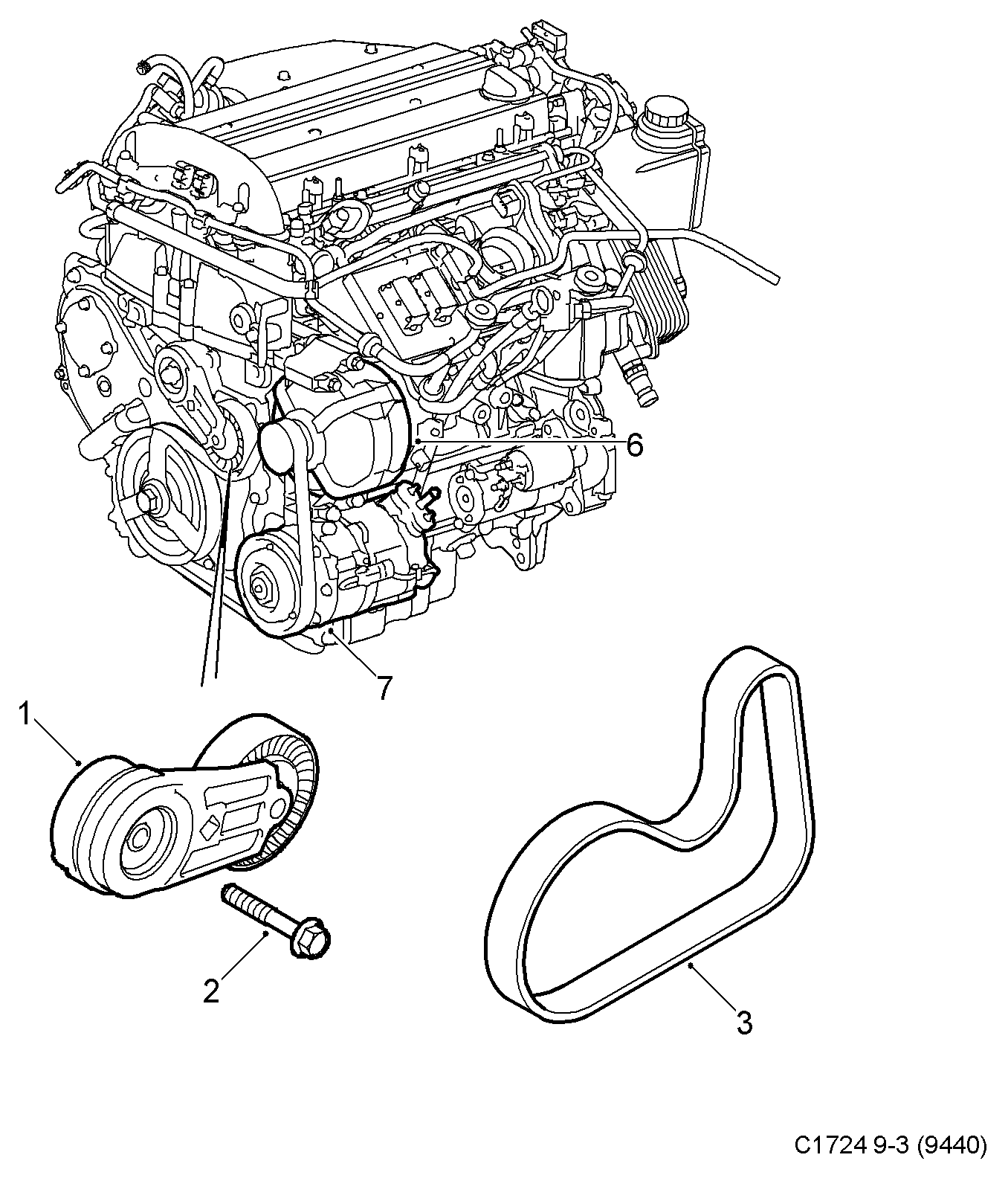 Opel 24430296 - Siksnas spriegotājs, Ķīļsiksna ps1.lv