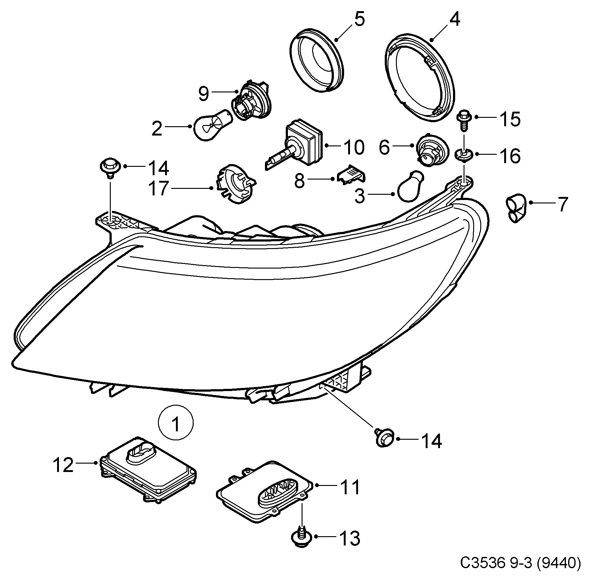 SAAB 12 76 7670 - Vadības iekārta, Apgaismojums ps1.lv