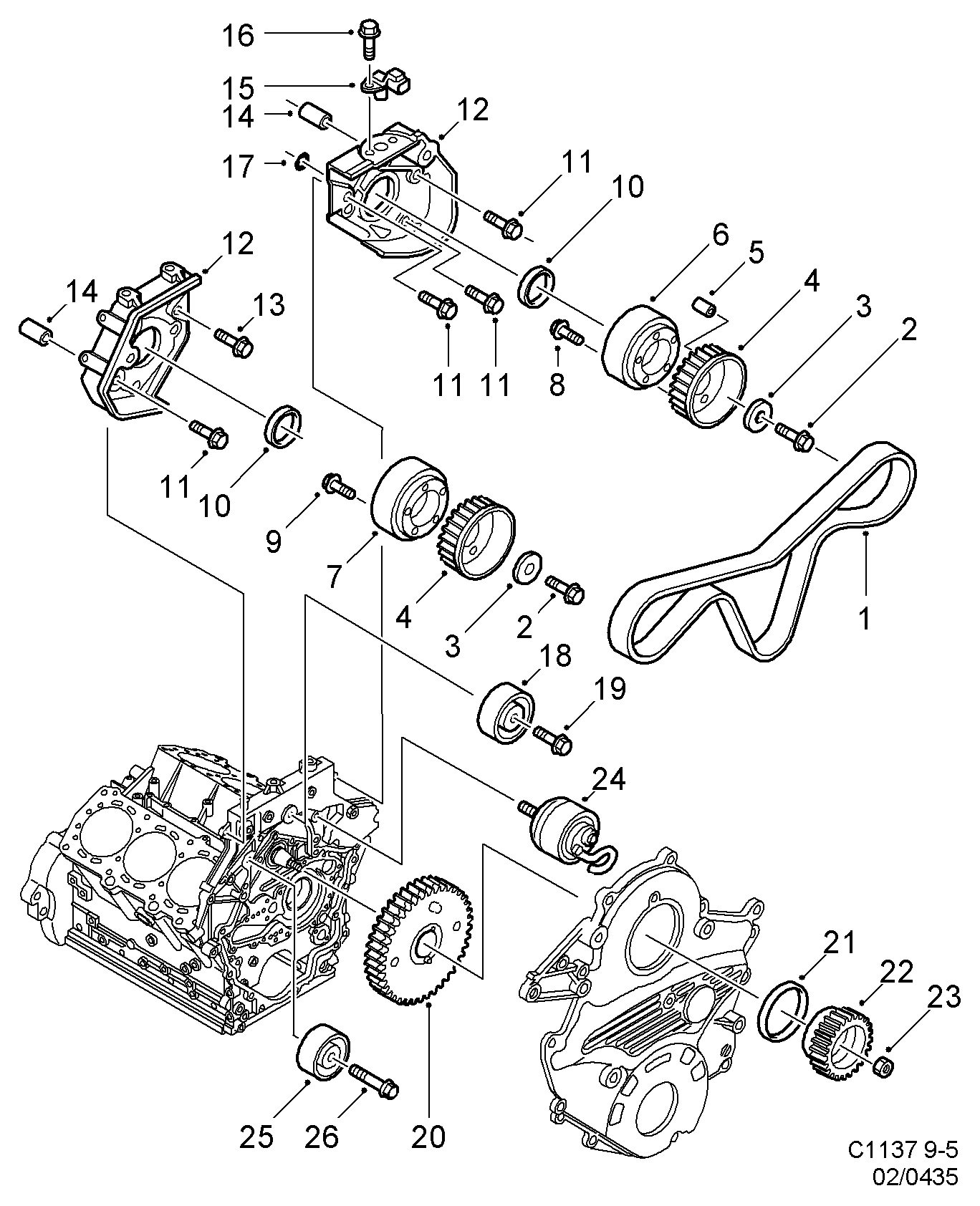 General Motors 97381209 - Spriegotājrullītis, Gāzu sadales mehānisma piedziņas siksna ps1.lv