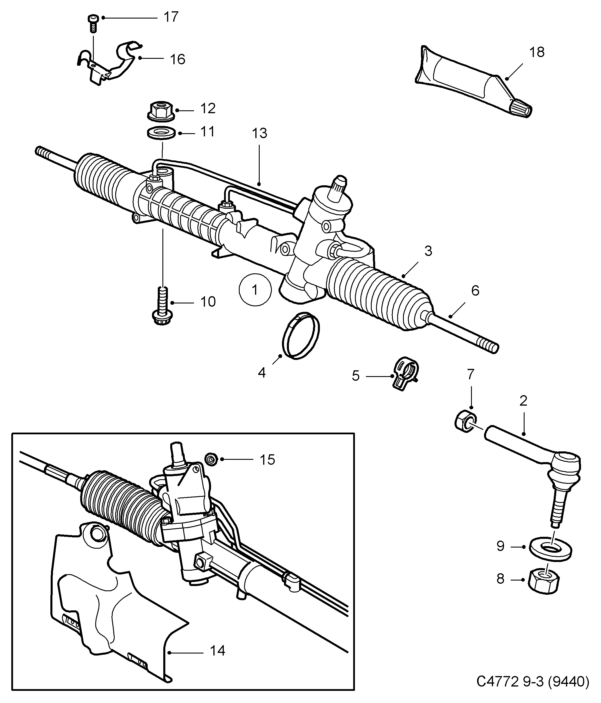 SAAB 93172263 - Stūres mehānisms ps1.lv