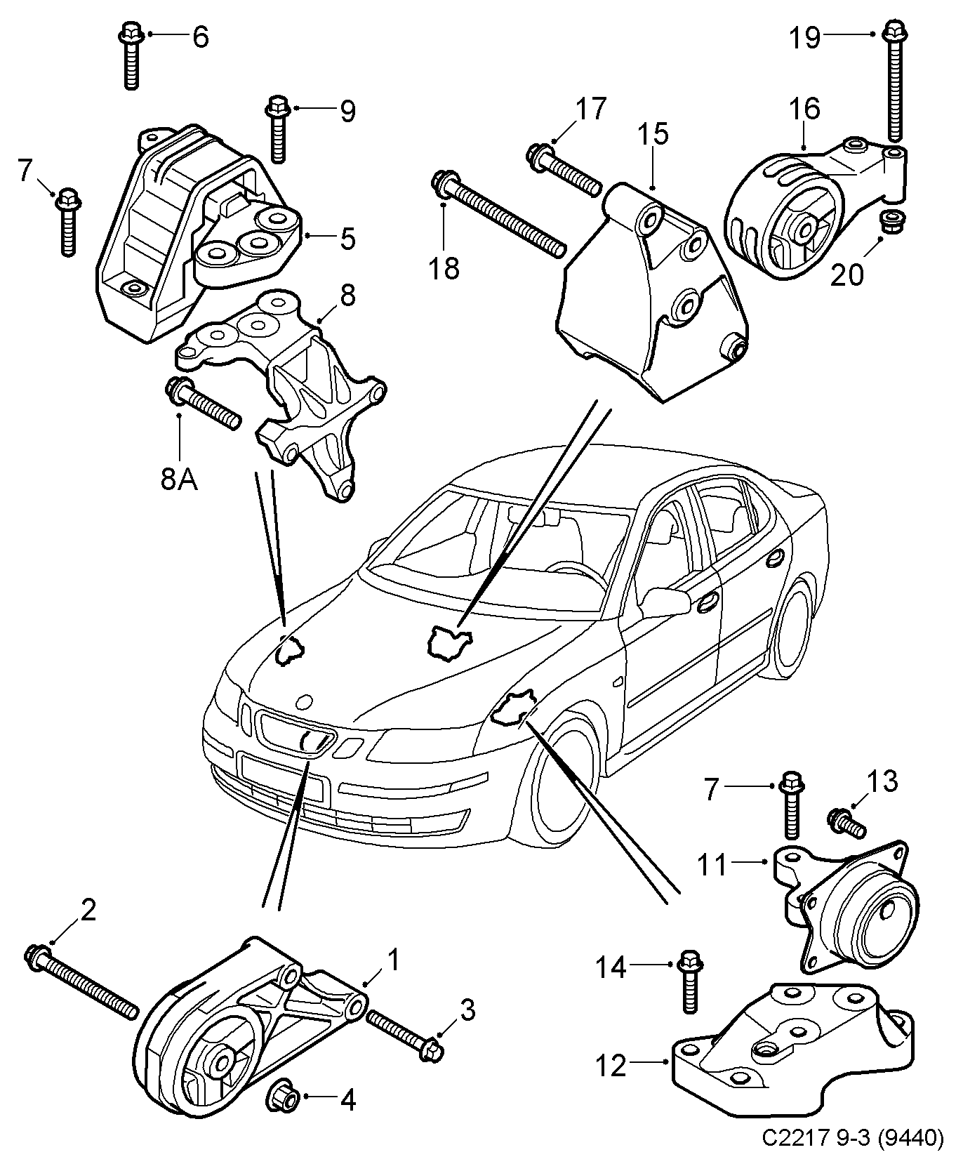 SAAB 9156922 - Piekare, Dzinējs ps1.lv