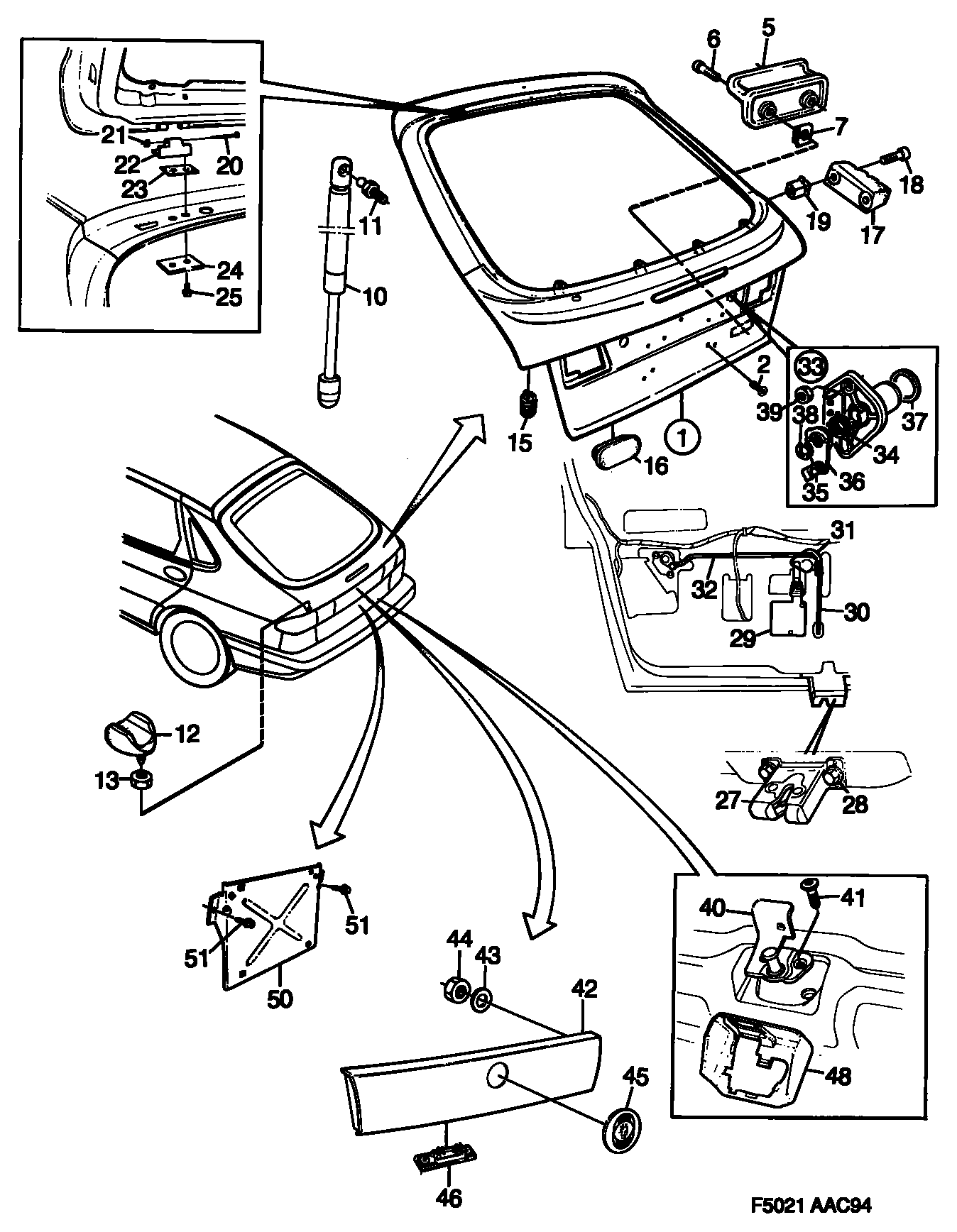 SAAB 4324307 - Gāzes atspere, Bagāžas / Kravas nodalījuma vāks ps1.lv