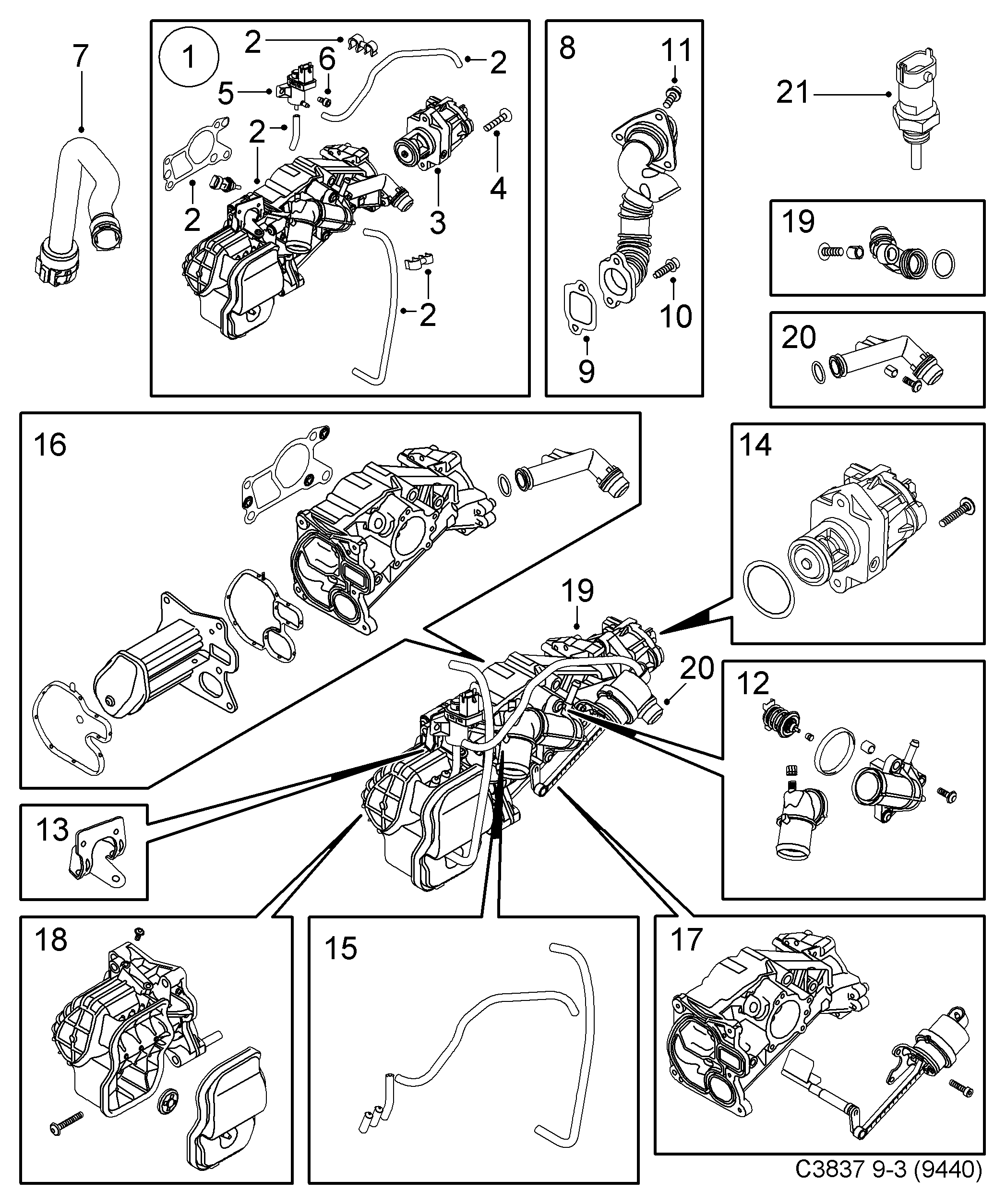 Opel 93 166 912 - Blīve, Izplūdes gāzu recirkulācijas vārsts ps1.lv