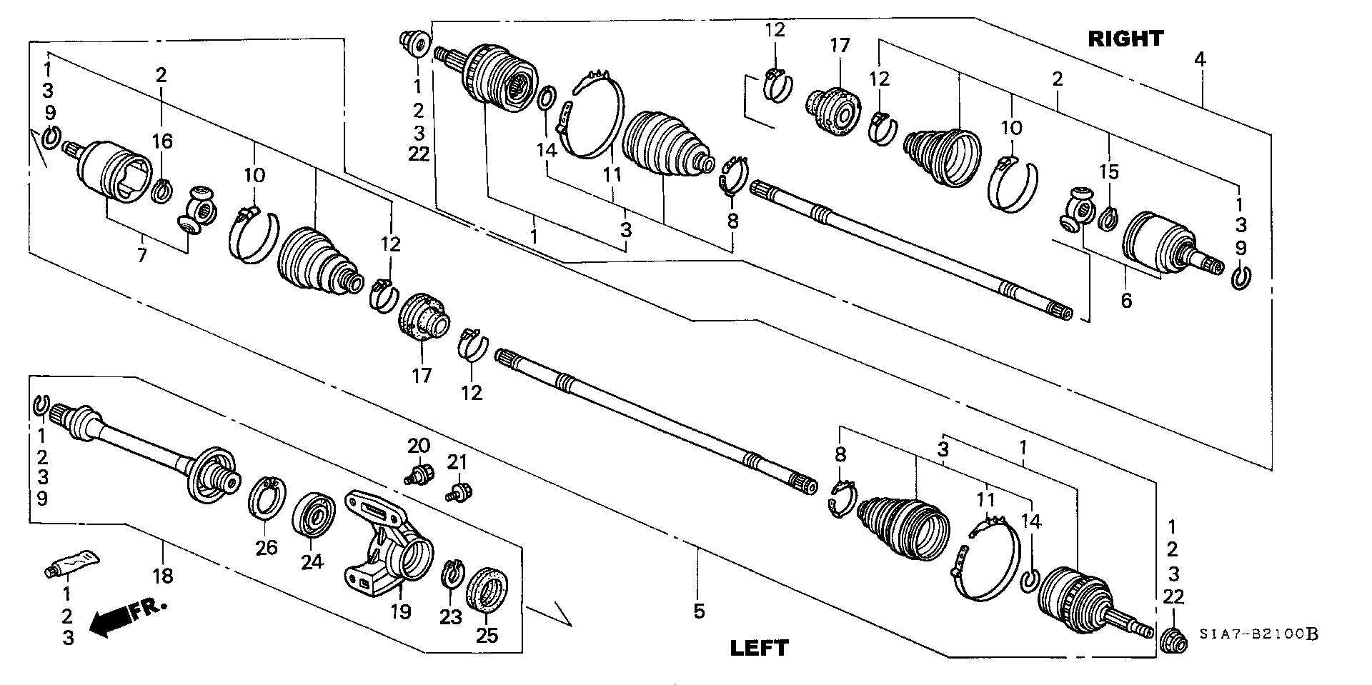 Honda 44305-S1A-E01 - Šarnīru komplekts, Piedziņas vārpsta ps1.lv