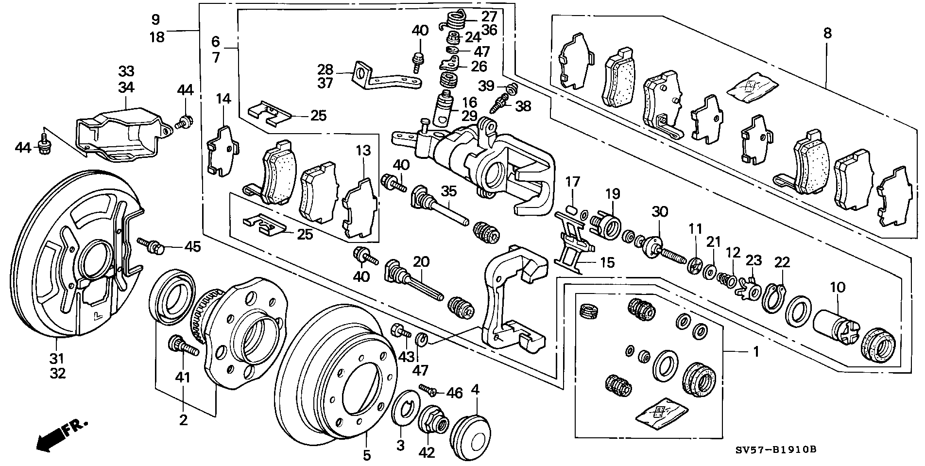 Honda 43022-SV4-A00 - Bremžu uzliku kompl., Disku bremzes ps1.lv