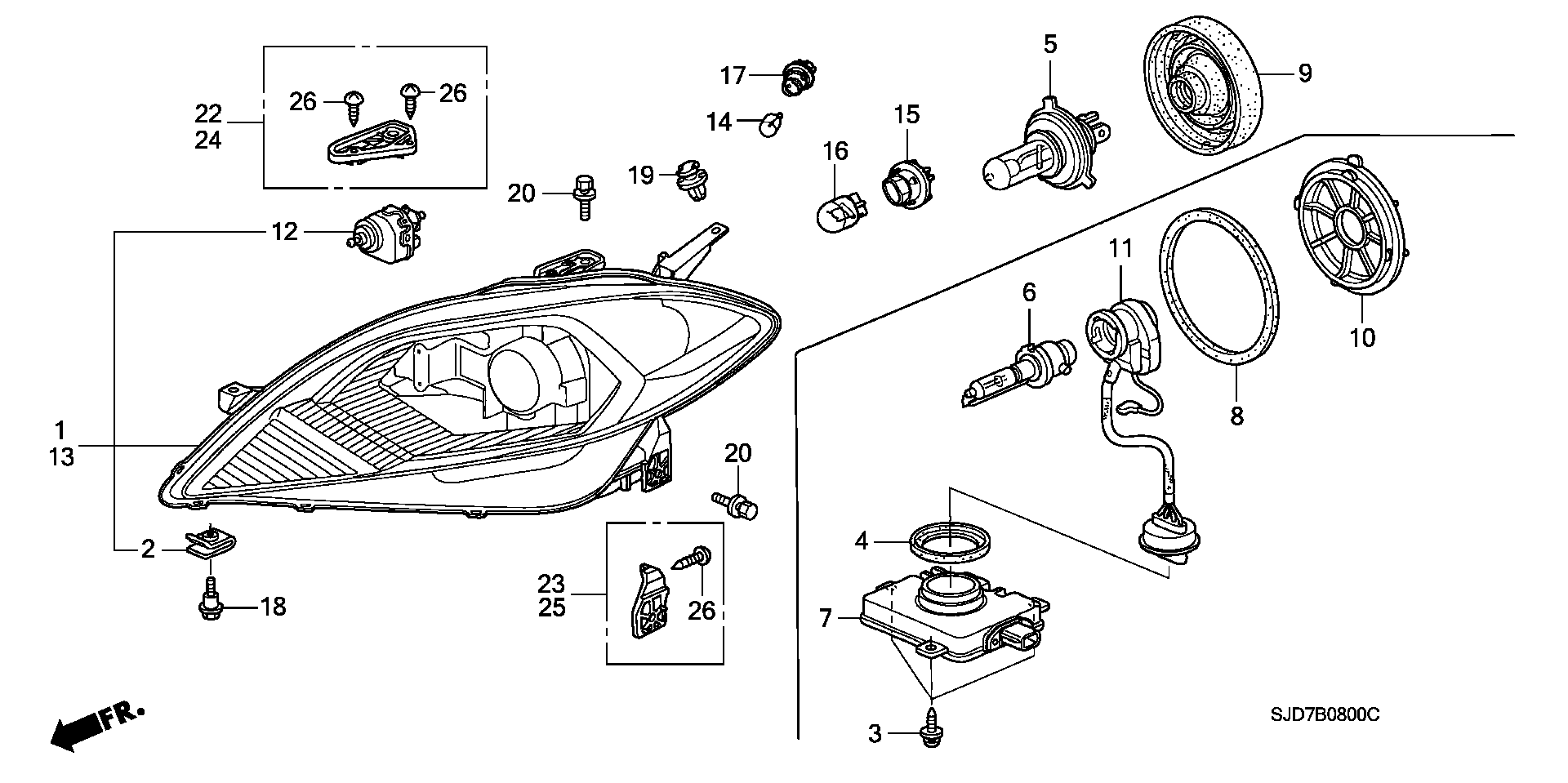 Honda 33130-SJK-J01 - Regulējošais elements, Lukturu augstuma regulēšana ps1.lv