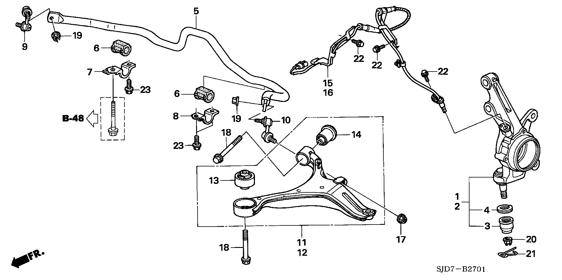 Honda 51350-SJH-000 - Neatkarīgās balstiekārtas svira, Riteņa piekare ps1.lv