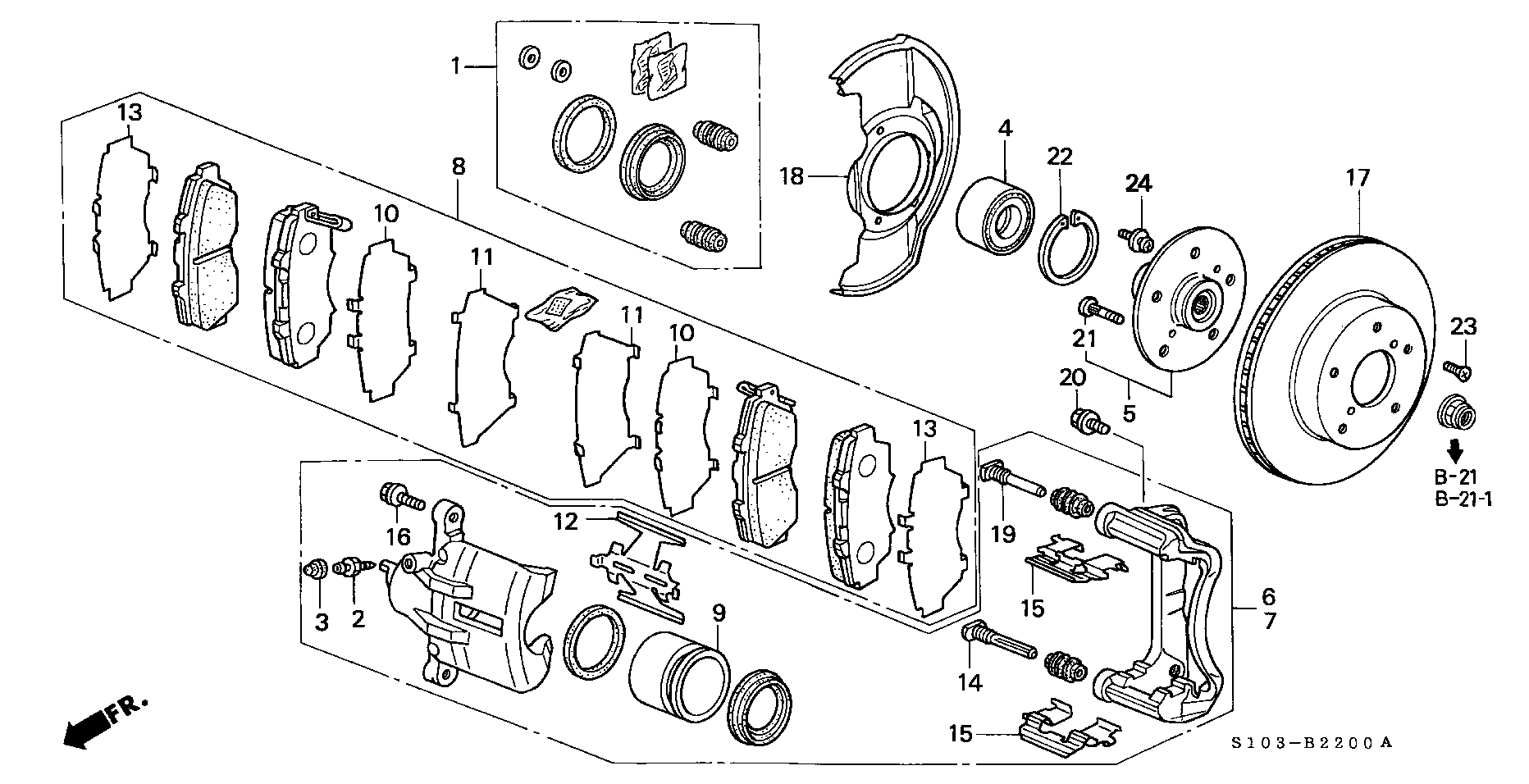 Honda 45022S10A02 - Bremžu uzliku kompl., Disku bremzes ps1.lv