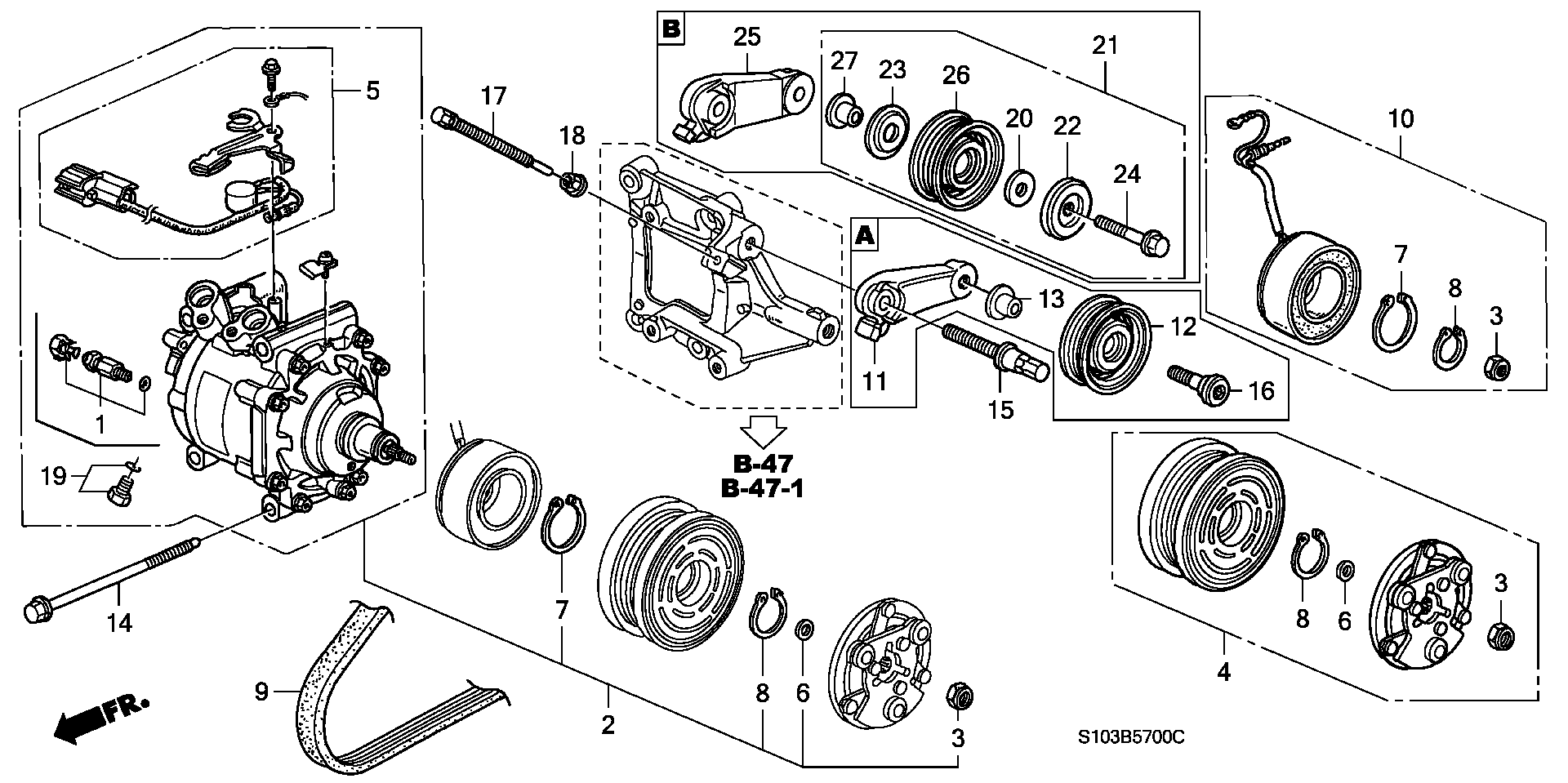 Honda 38942-P2K-T01 - Parazīt / Vadrullītis, Ķīļrievu siksna ps1.lv