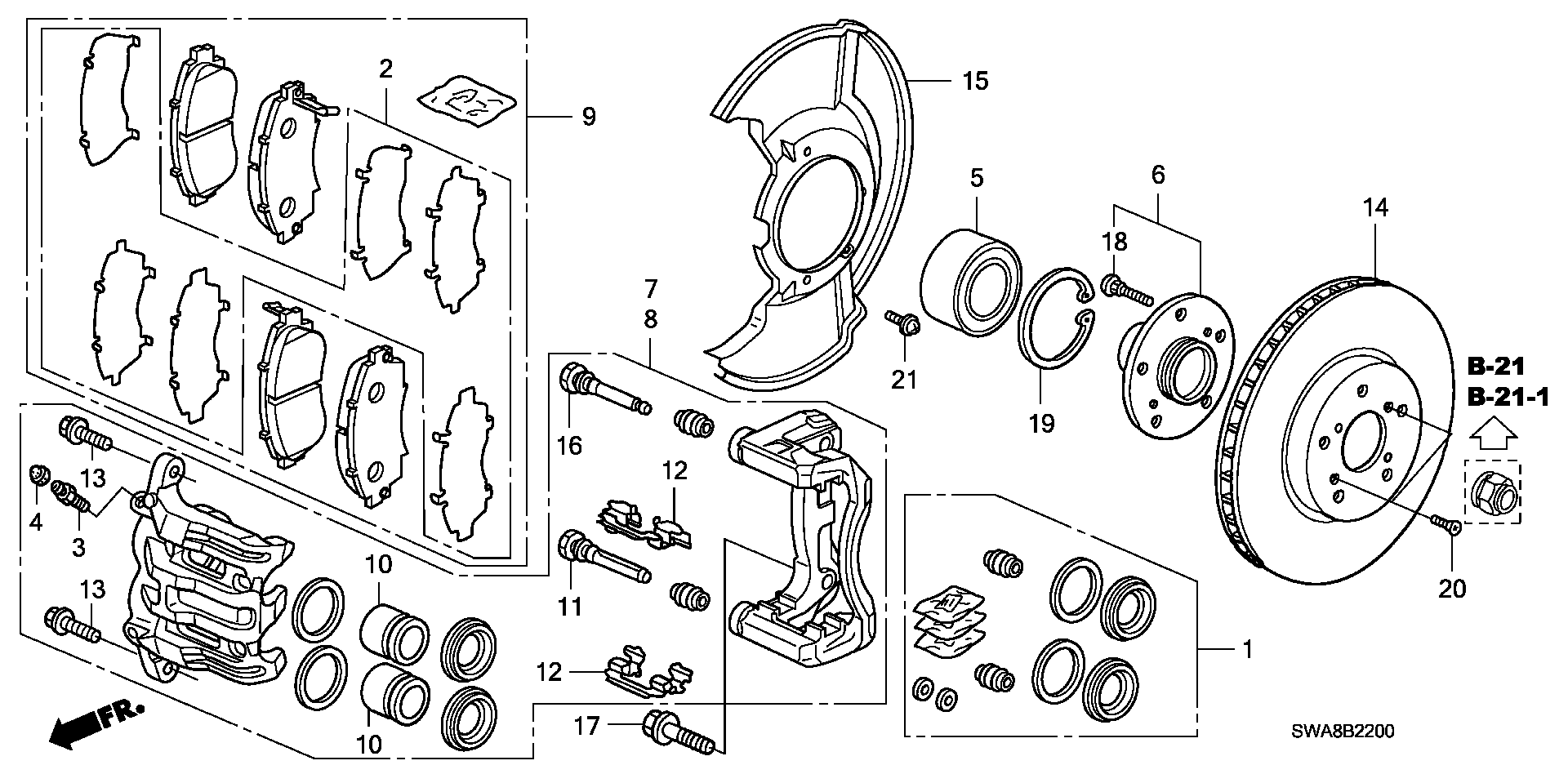 Honda 45022-SHJ-A50 - Bremžu uzliku kompl., Disku bremzes ps1.lv