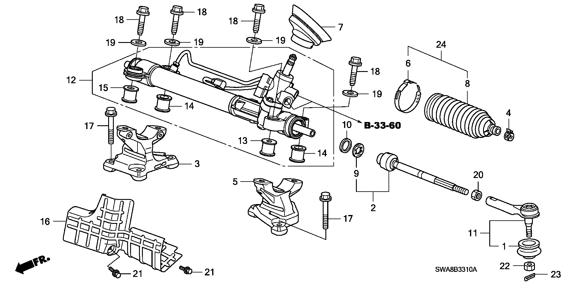 Honda 53010-SWA-A01 - Aksiālais šarnīrs, Stūres šķērsstiepnis ps1.lv