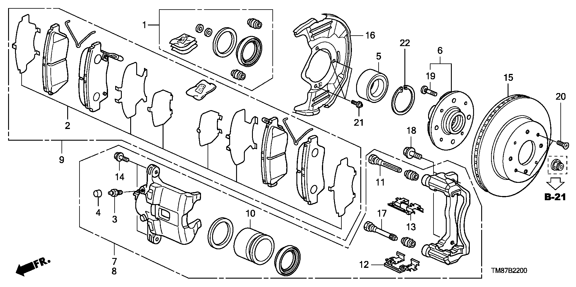 Honda 45022TM8G00 - Bremžu uzliku kompl., Disku bremzes ps1.lv