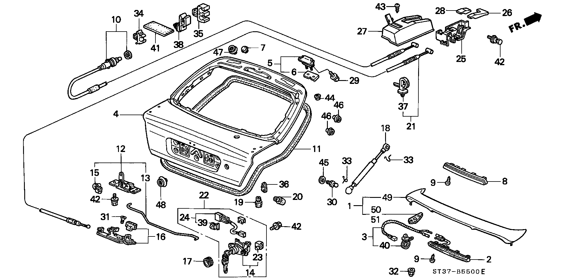 Honda 74820-ST3-E02 - Gāzes atspere, Bagāžas / Kravas nodalījuma vāks ps1.lv