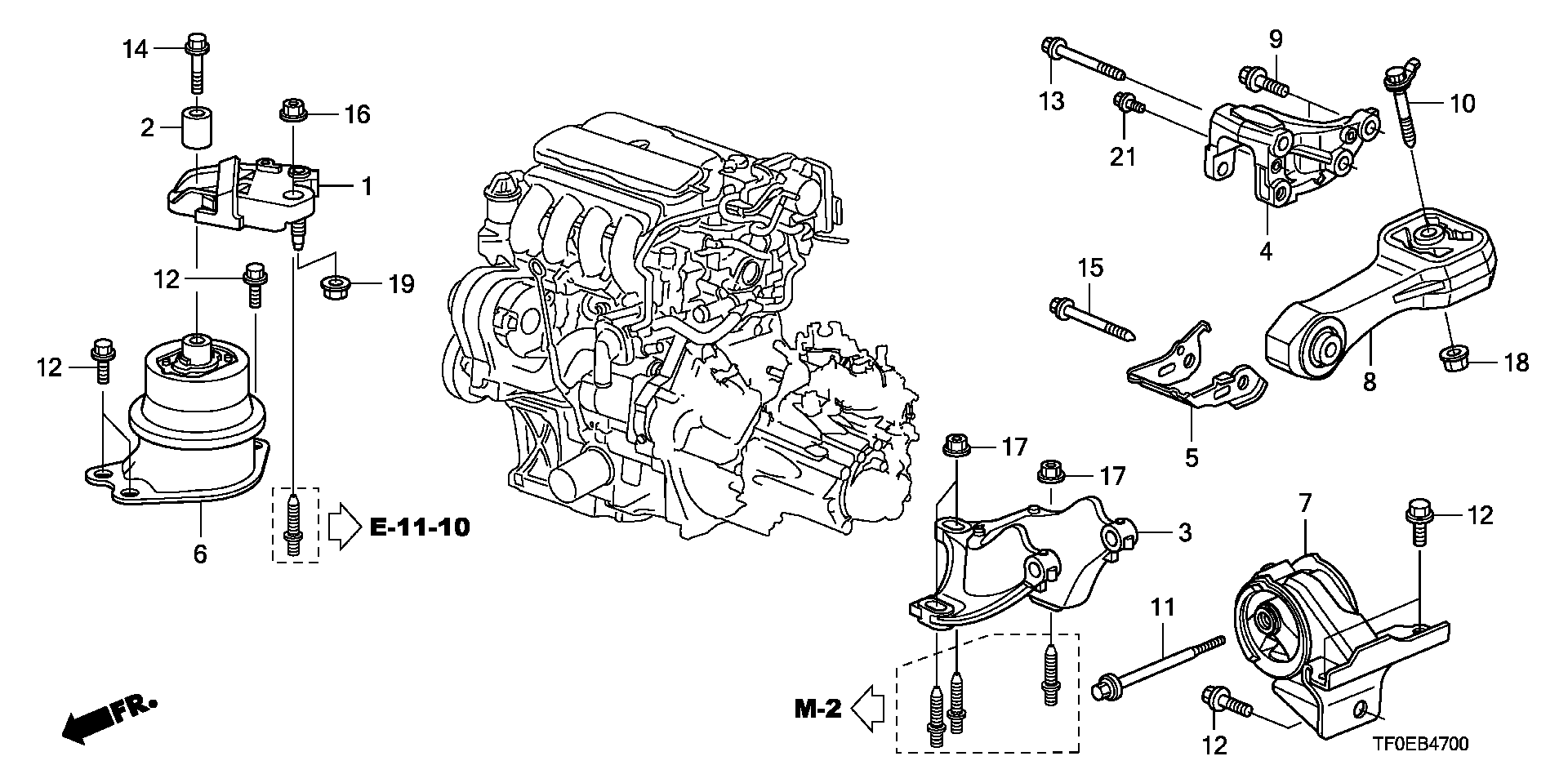 Honda 50890TF0911 - Piekare, Dzinējs ps1.lv