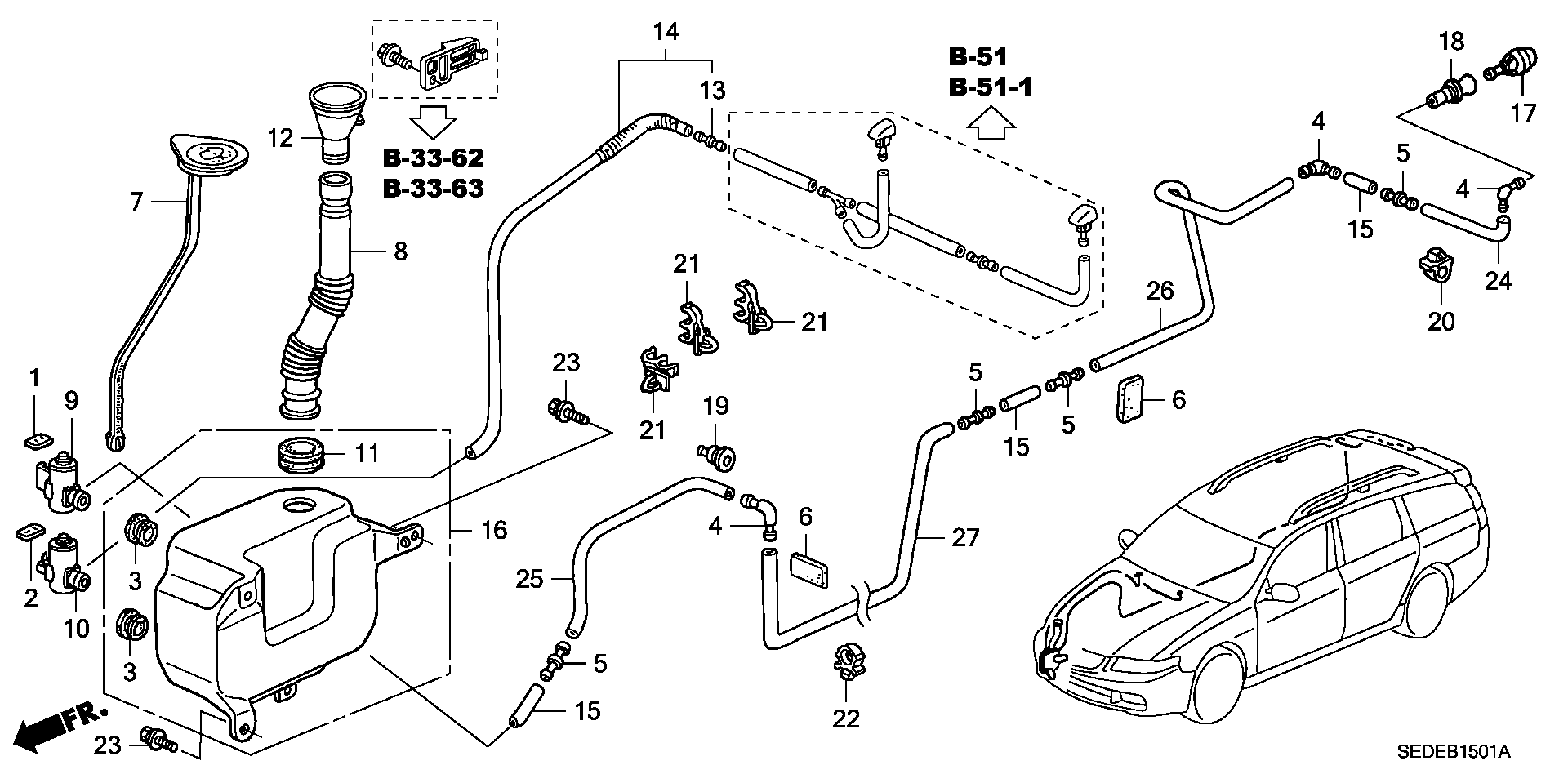 Honda 76806SE0J01 - Ūdenssūknis, Stiklu tīrīšanas sistēma ps1.lv