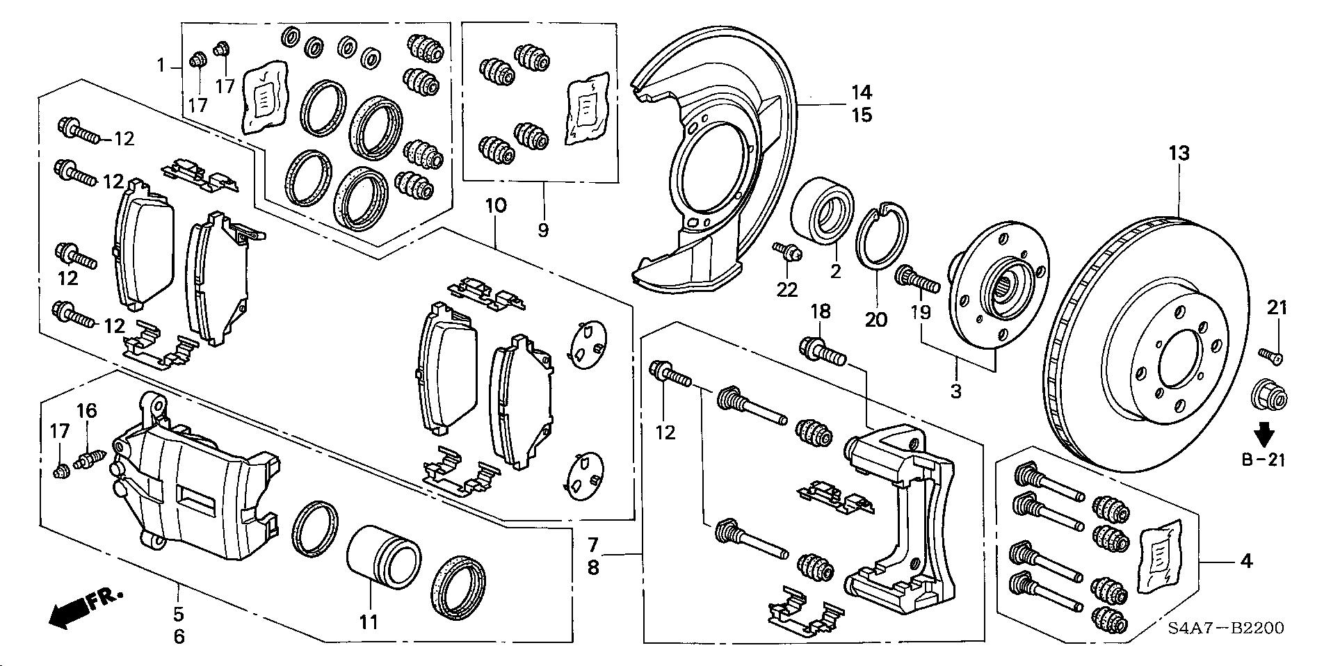 Suzuki 45022-S1A-E63 - Bremžu uzliku kompl., Disku bremzes ps1.lv