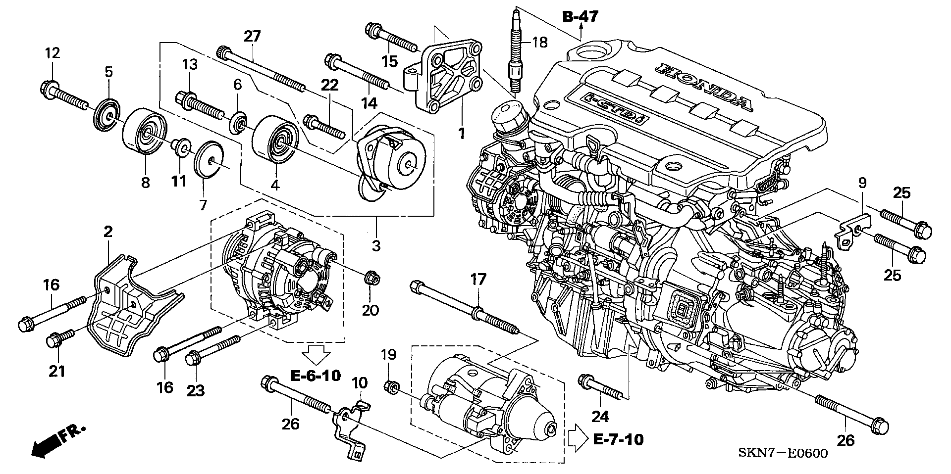 Honda 31170-RBD-E01 - Siksnas spriegotājs, Ķīļsiksna ps1.lv