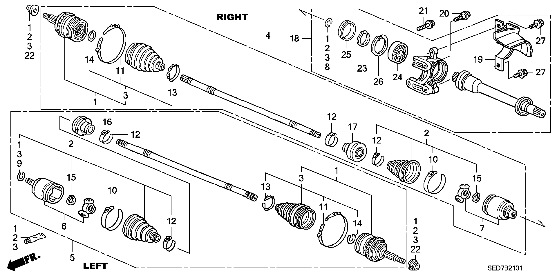 Honda 44306SEAN00 - Šarnīru komplekts, Piedziņas vārpsta ps1.lv