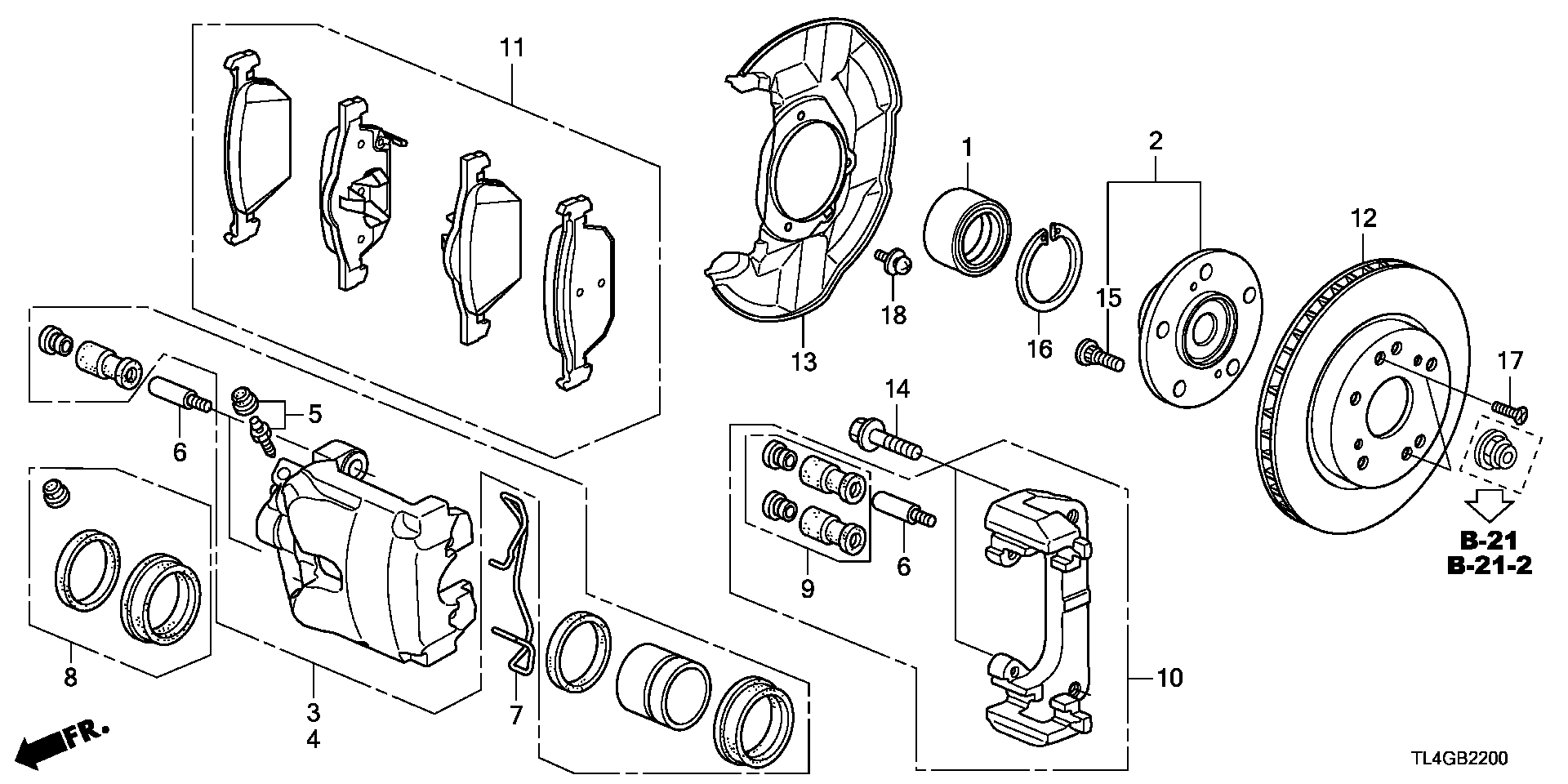 Honda 45006-SEA-E01 - Remkomplekts, Bremžu suports ps1.lv