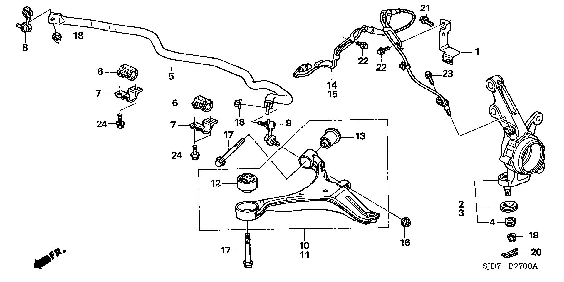 Honda 51350-SJF-000 - Neatkarīgās balstiekārtas svira, Riteņa piekare ps1.lv