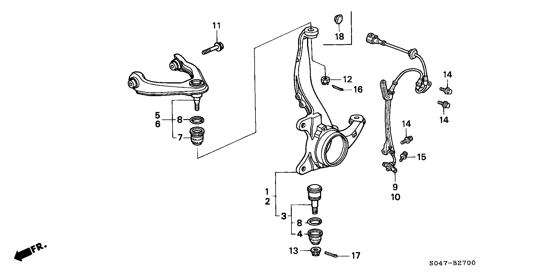 Honda 51450-S04-013 - Neatkarīgās balstiekārtas svira, Riteņa piekare ps1.lv