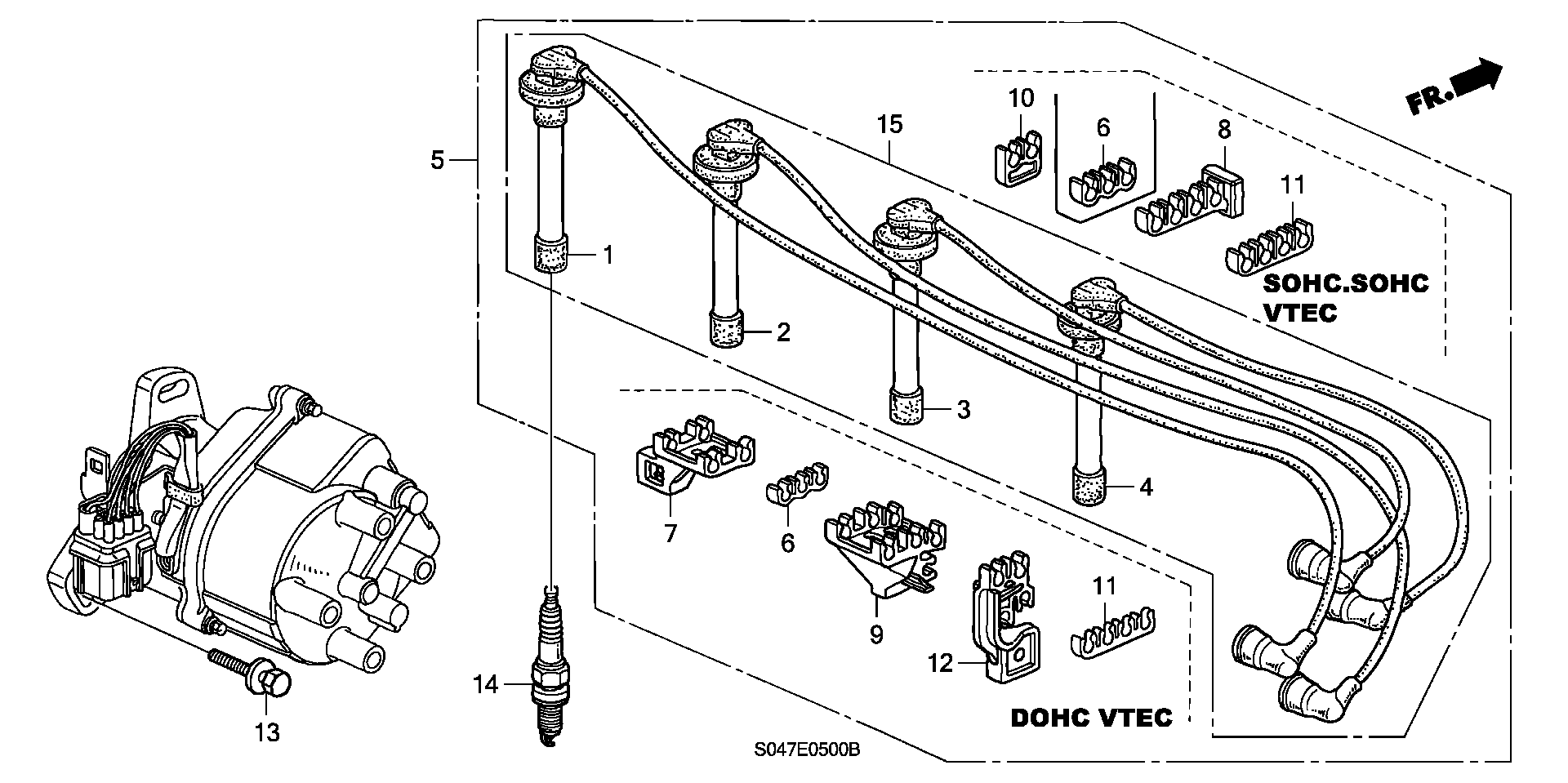 Honda 32722-P2A-000 - Augstsprieguma vadu komplekts ps1.lv