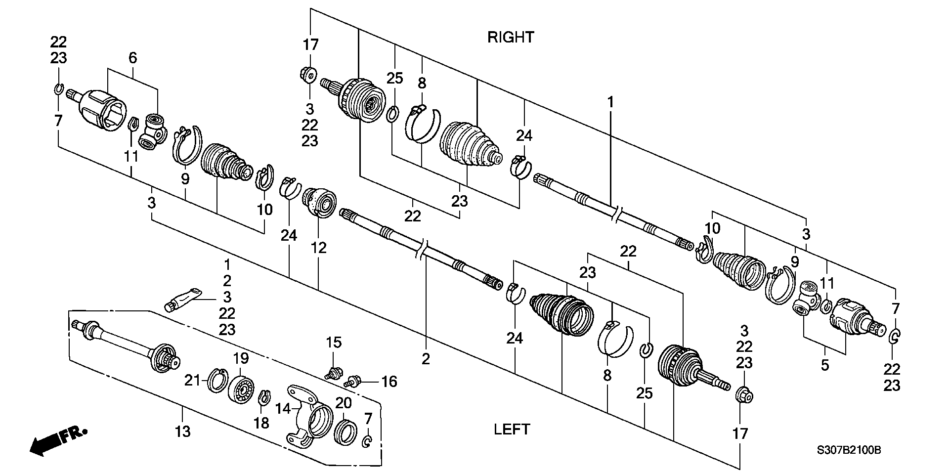 Honda 44010-S30-950 - Šarnīru komplekts, Piedziņas vārpsta ps1.lv