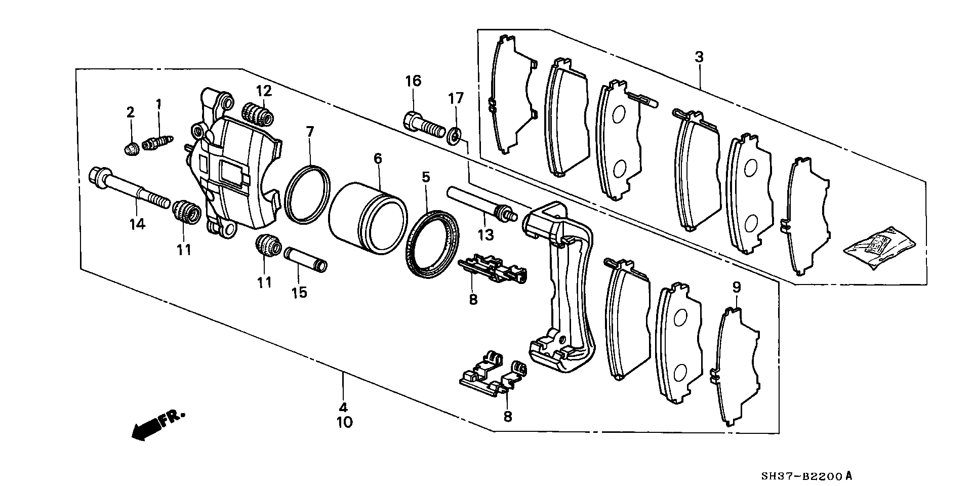 Honda 45022-SH3-509 - Bremžu uzliku kompl., Disku bremzes ps1.lv