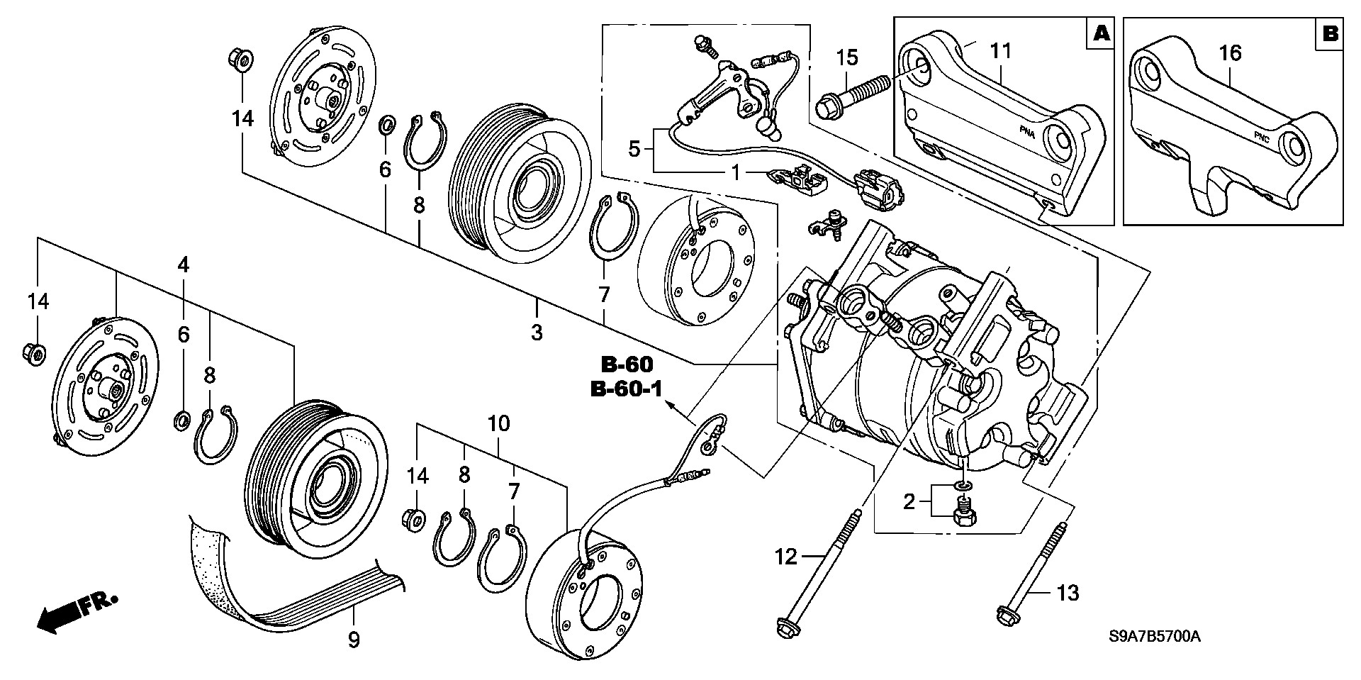 Honda 38 810 PNB 006 - Kompresors, Gaisa kond. sistēma ps1.lv