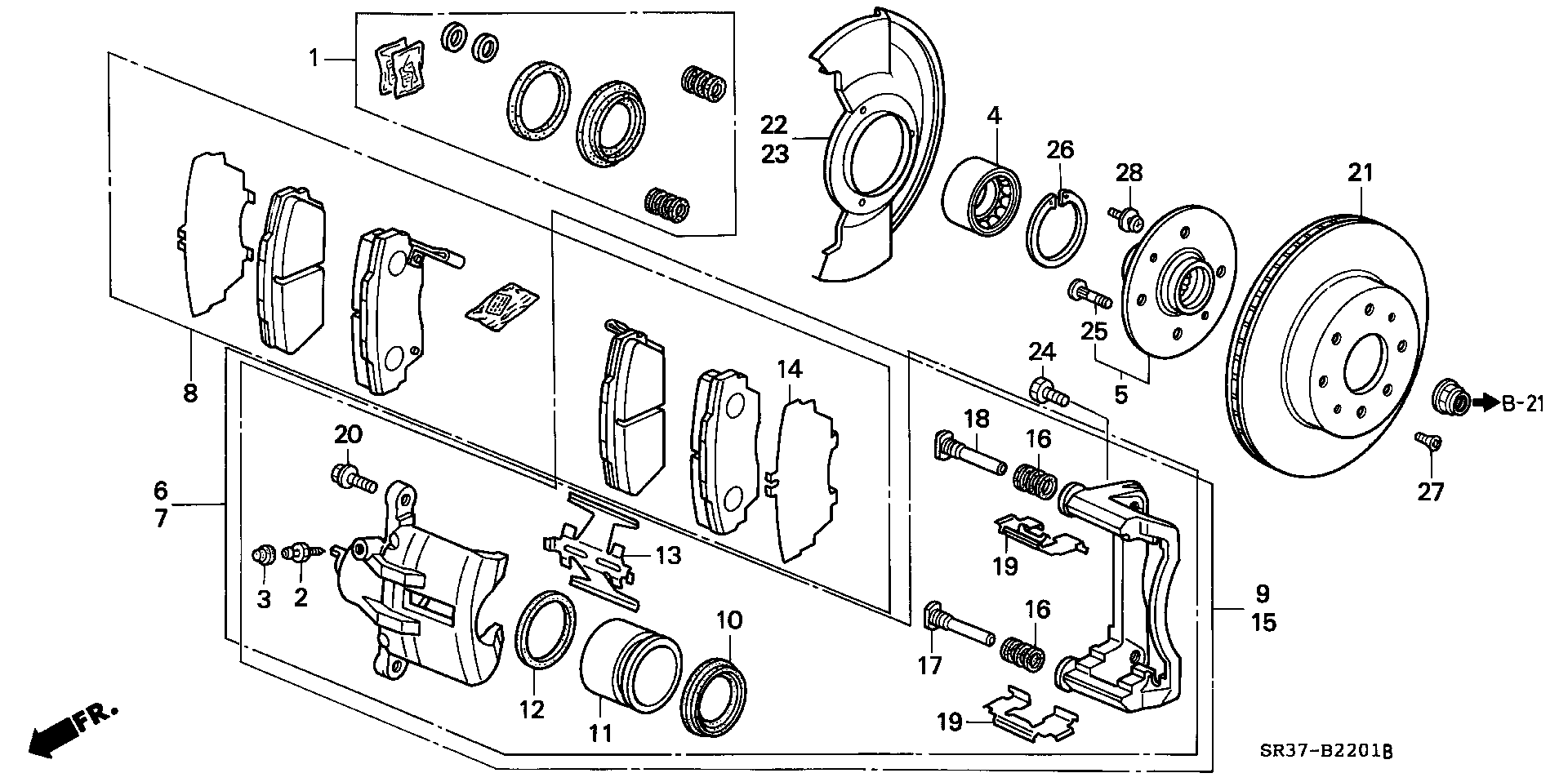 Suzuki 45022SR3910 - Bremžu uzliku kompl., Disku bremzes ps1.lv