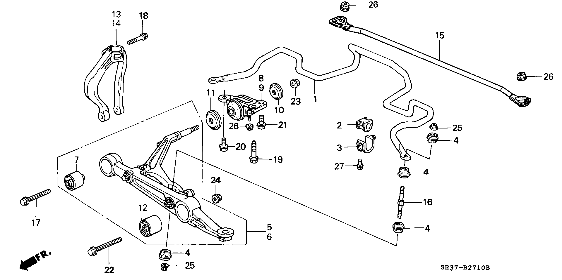 Honda 51360-SR3-A01 - Neatkarīgās balstiekārtas svira, Riteņa piekare ps1.lv