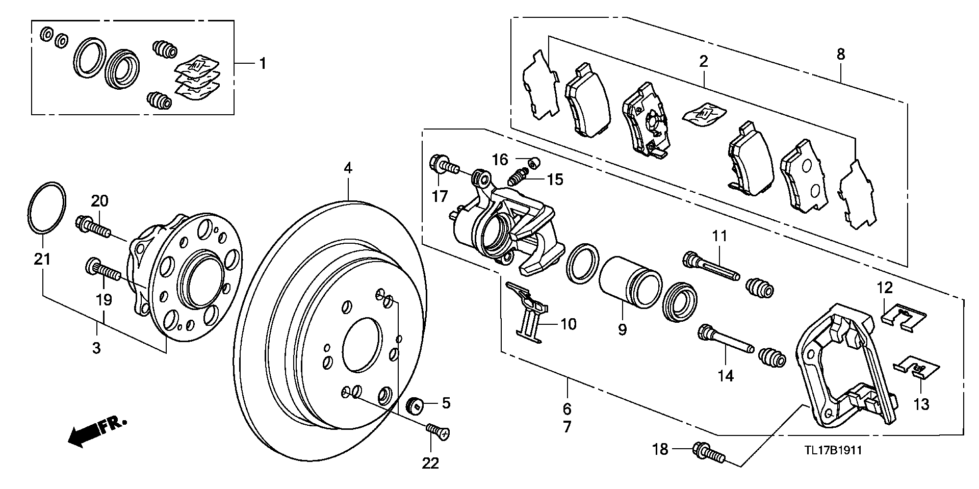 Honda 43022TL0G51 - Bremžu uzliku kompl., Disku bremzes ps1.lv