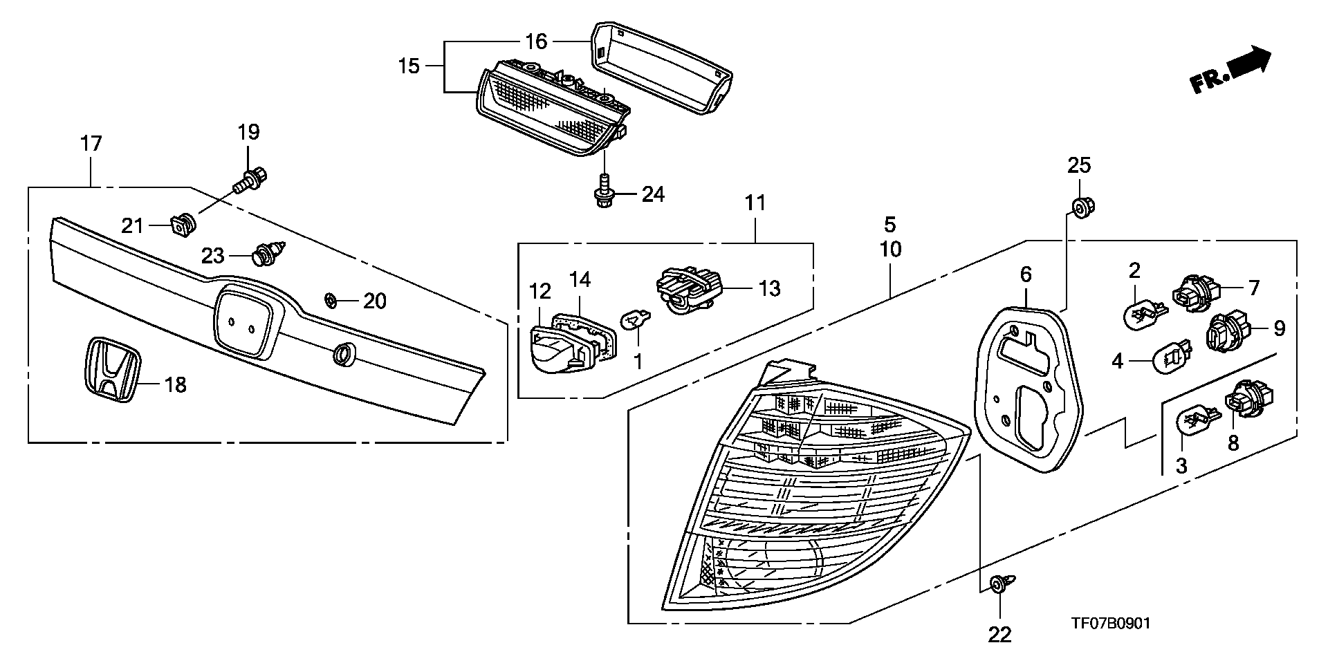 Honda 33500-TF0-J01 - Aizmugurējais lukturis ps1.lv