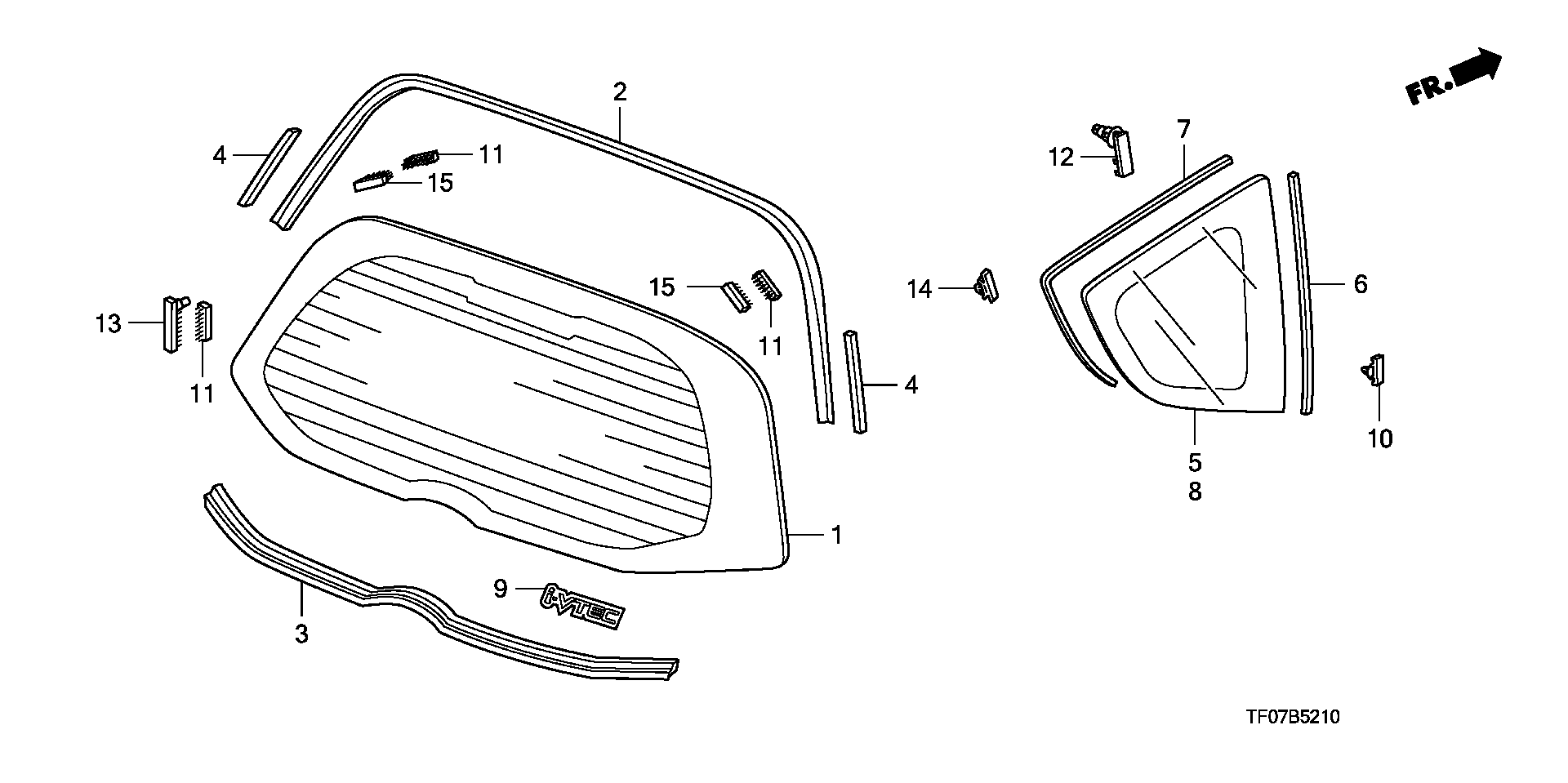 Honda 73211TF0J01 - Aizmugurējais stikls ps1.lv