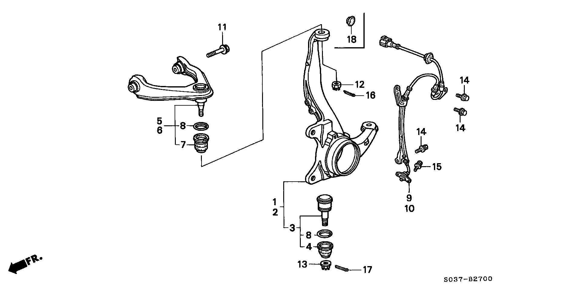 Honda 51460-S04-023 - Neatkarīgās balstiekārtas svira, Riteņa piekare ps1.lv