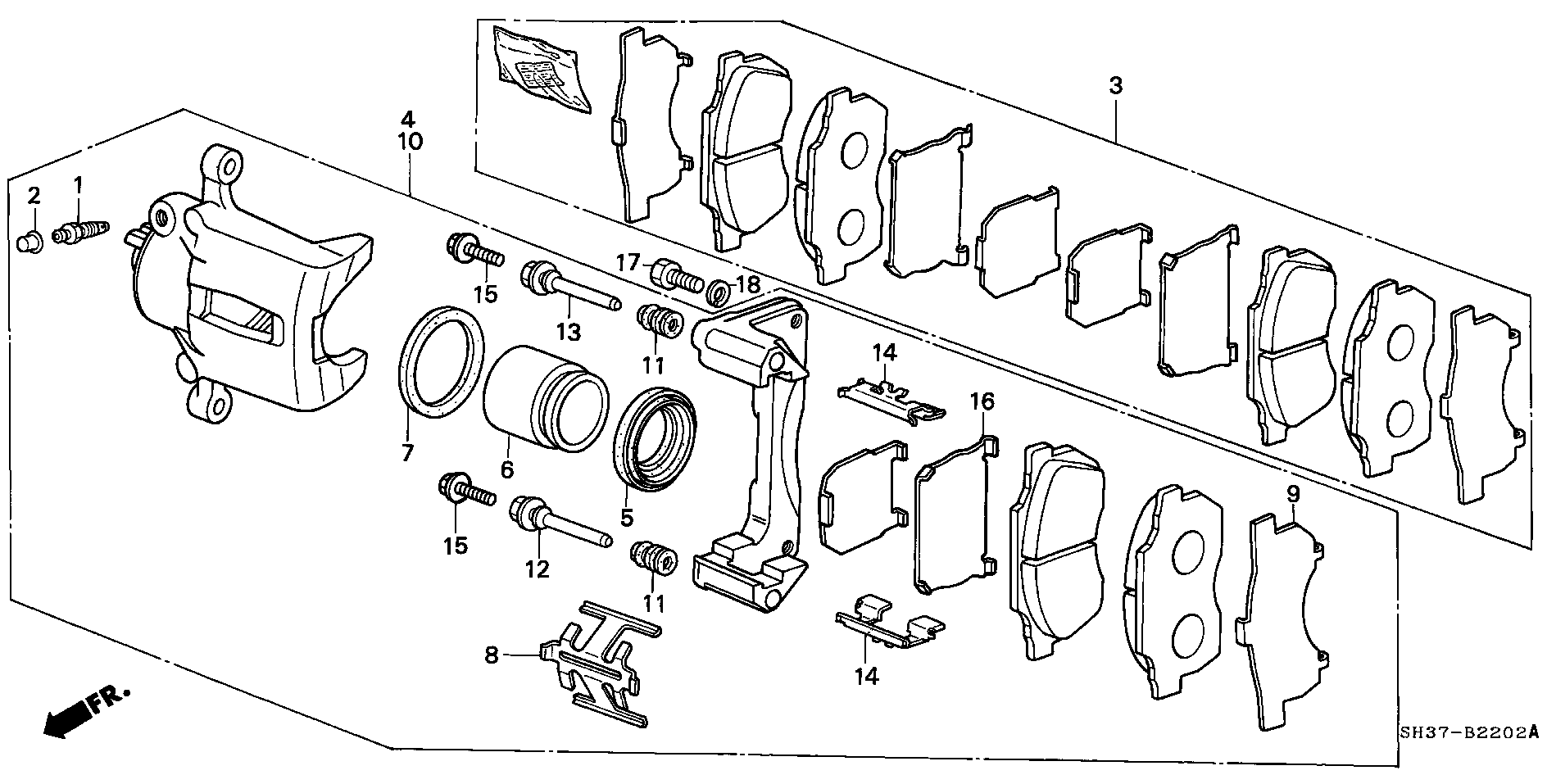 Honda 45022-SH3-G03 - Bremžu uzliku kompl., Disku bremzes ps1.lv