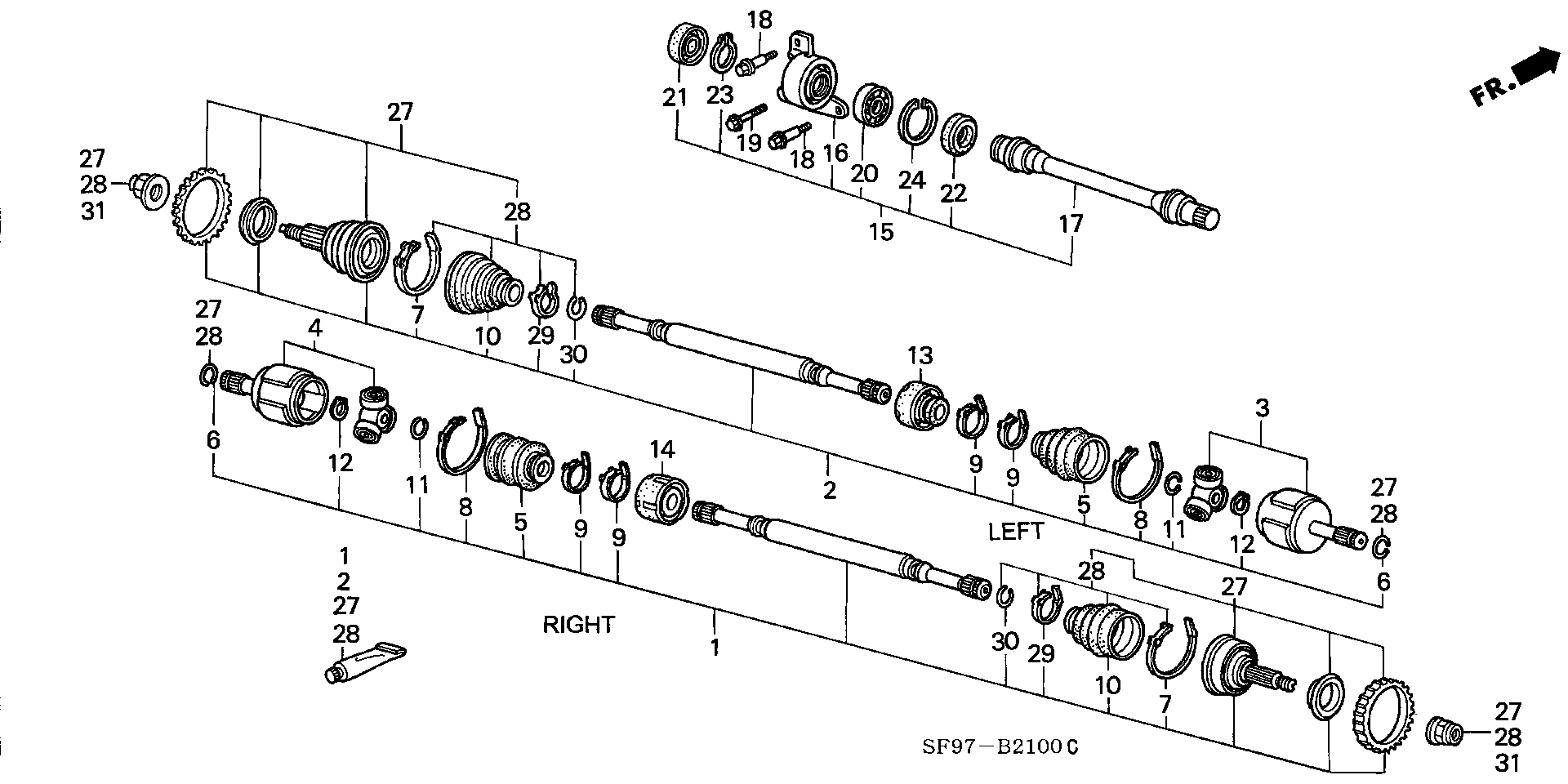 Honda 44310-SF1-J10 - Šarnīru komplekts, Piedziņas vārpsta ps1.lv