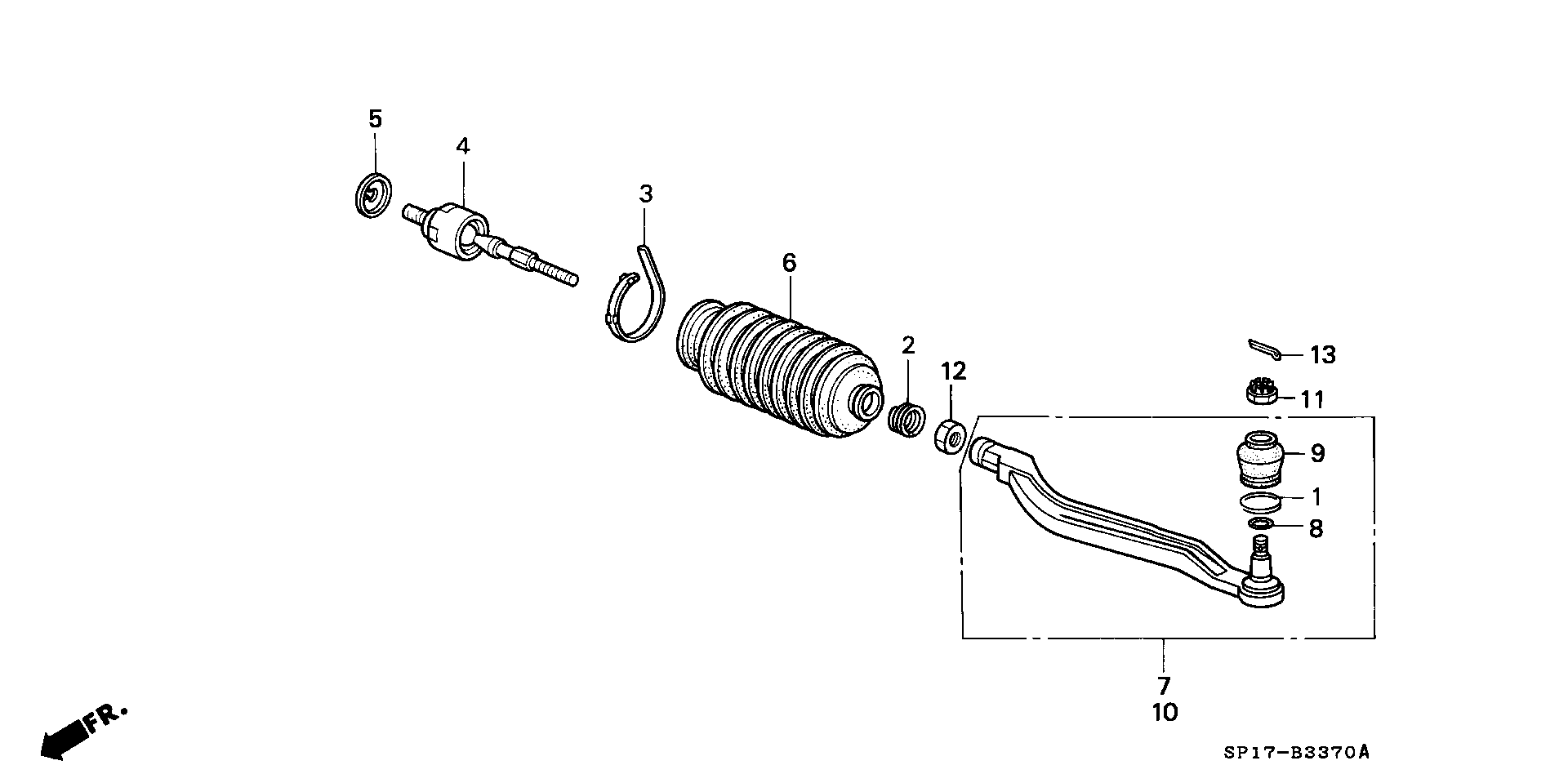 Honda 53521-SP0-004 - Aksiālais šarnīrs, Stūres šķērsstiepnis ps1.lv