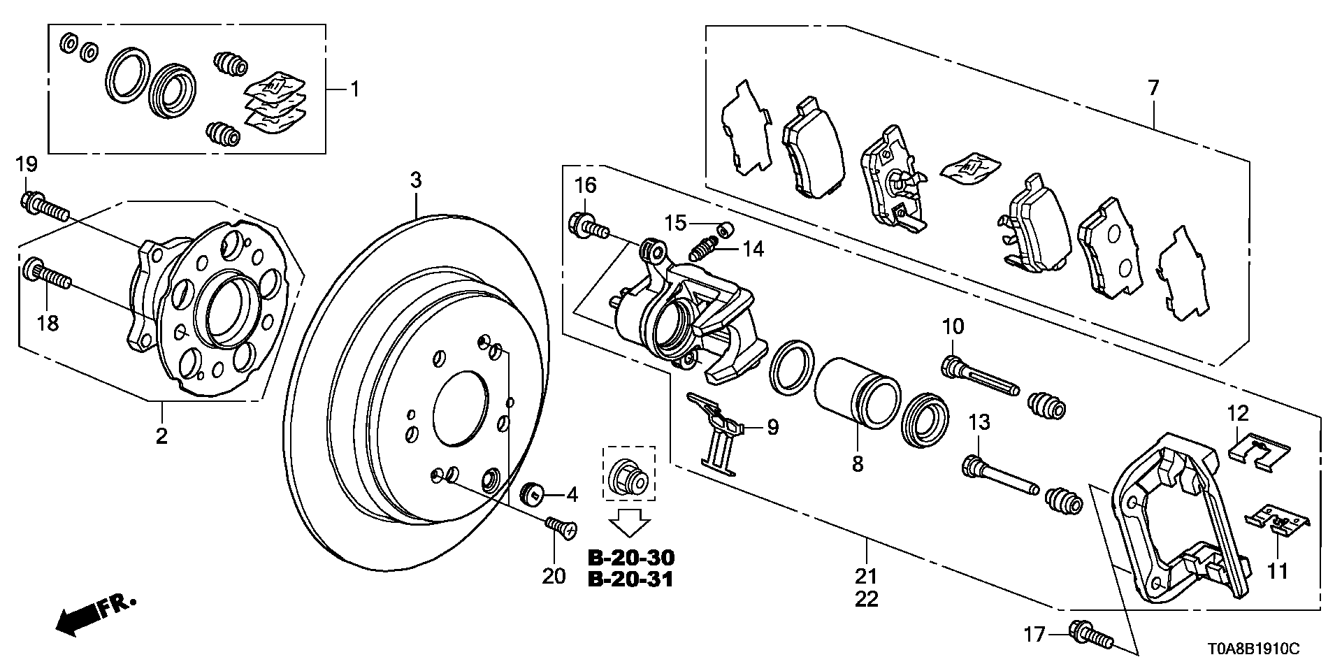 Honda 43262-SZT-G01 - Vadīkla, Bremžu suports ps1.lv