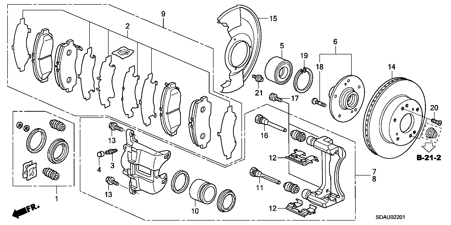 Honda 45022SDDA10 - Bremžu uzliku kompl., Disku bremzes ps1.lv