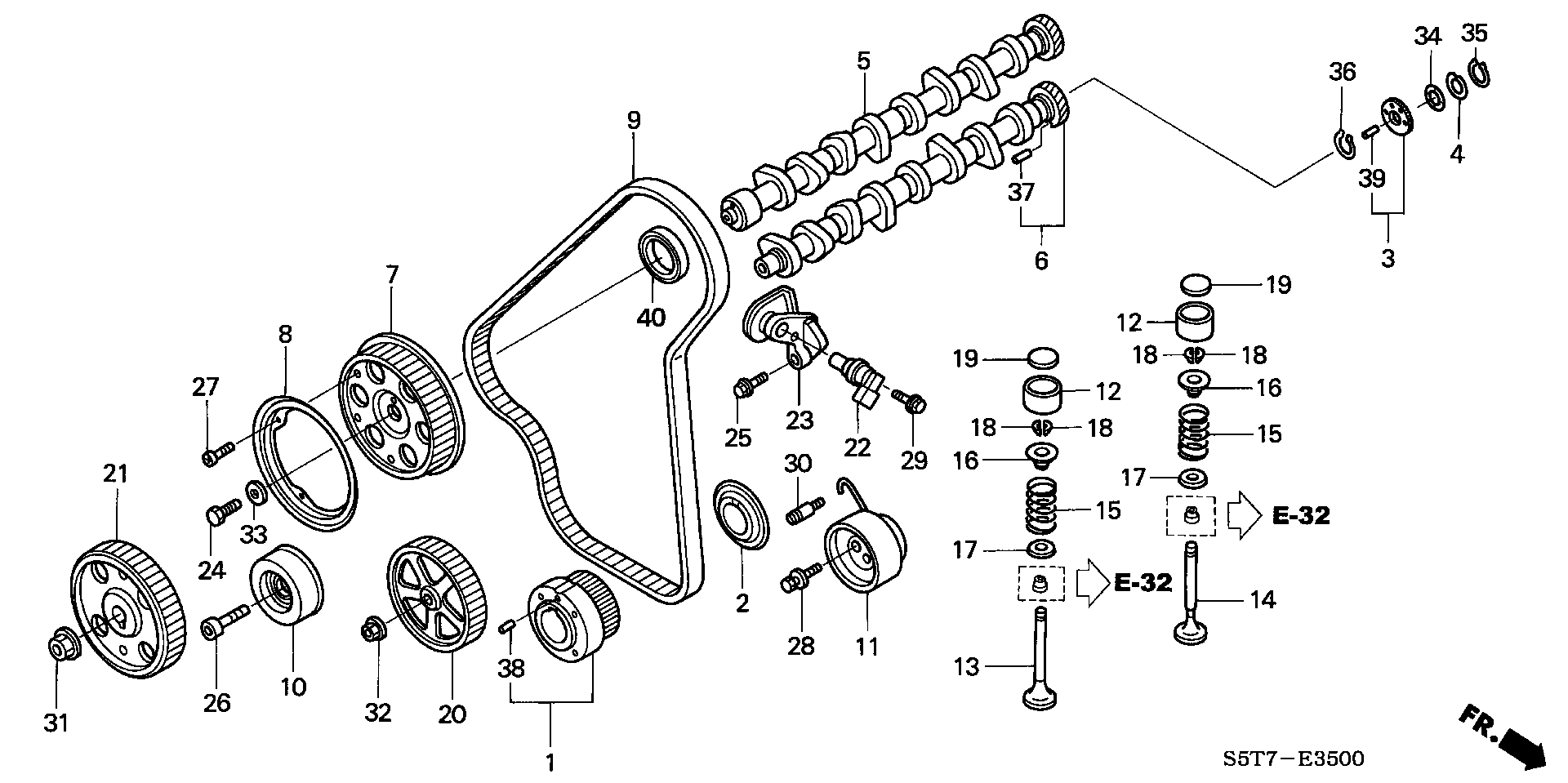 Honda 14530-PLZ-D00 - Spriegotājrullītis, Gāzu sadales mehānisma piedziņas siksna ps1.lv