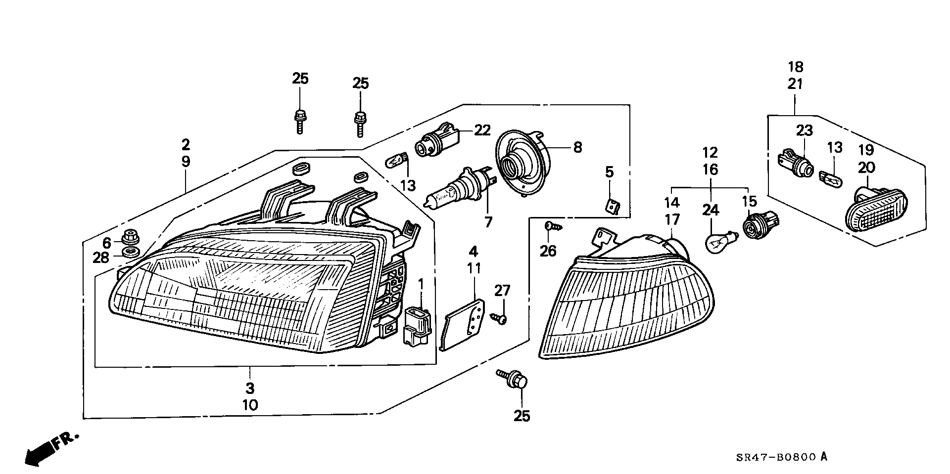 Honda 33115-SM3-003 - Kvēlspuldze, Pamatlukturis ps1.lv