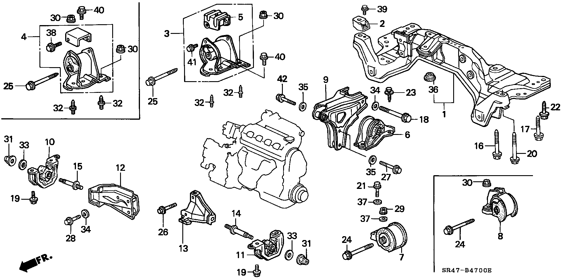 Honda 50842-SR3-030 - Piekare, Dzinējs ps1.lv