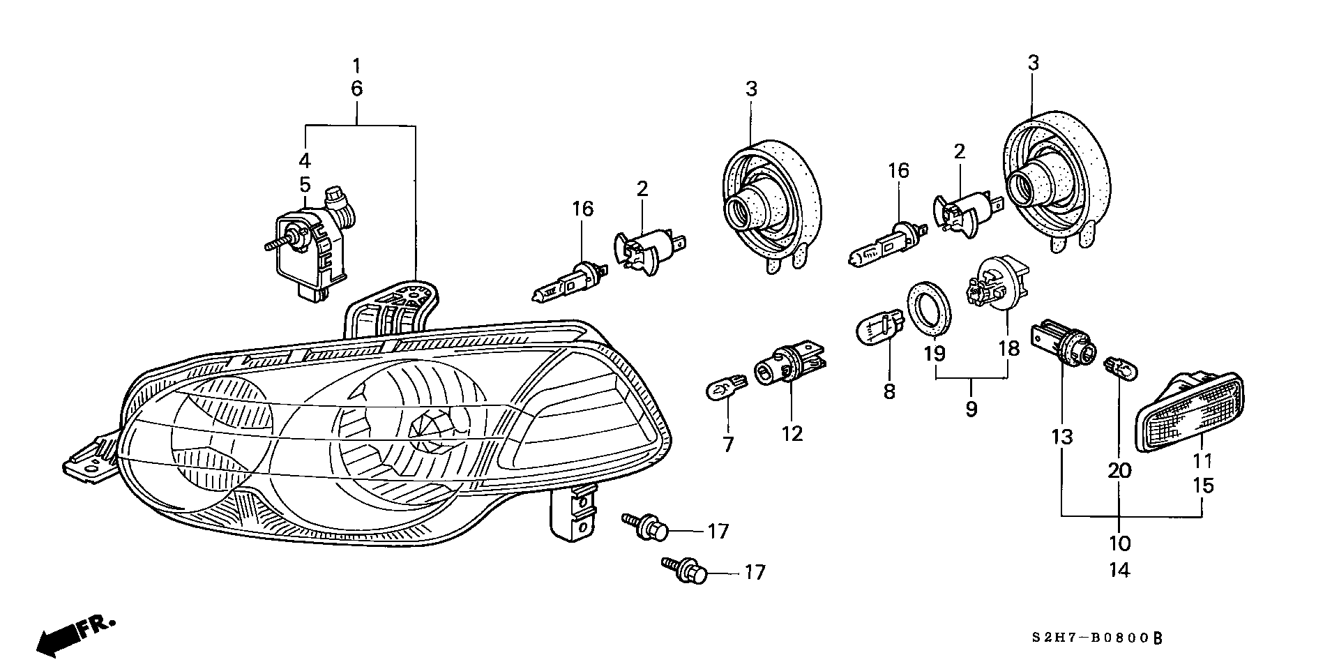 Honda 34901SZ3000 - Kvēlspuldze, Lukturis ar automātisko stabilizācijas sistēmu ps1.lv